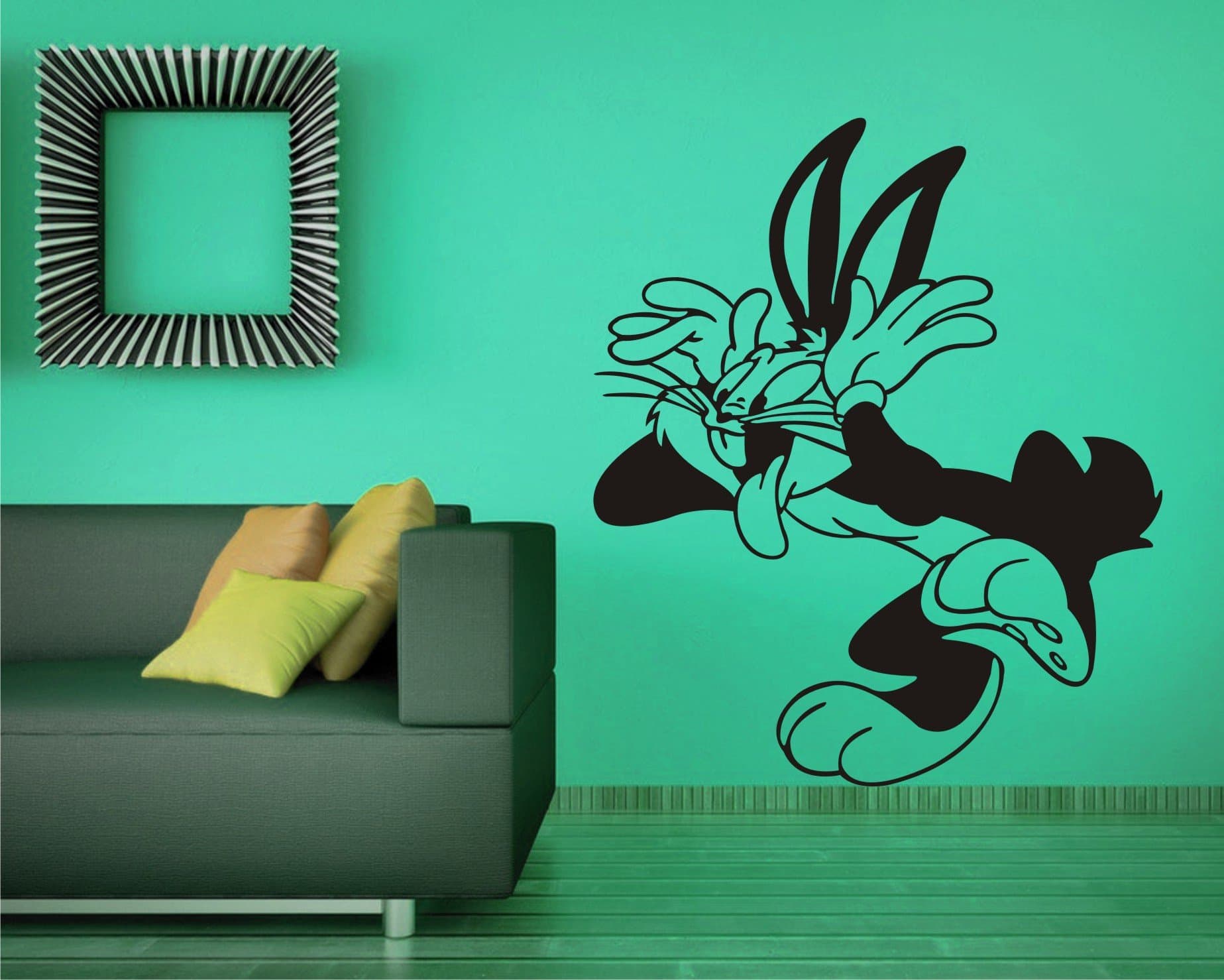 Rabbit Funny Black Wall Decal,Large Wall Sticker Size(69*59)cm