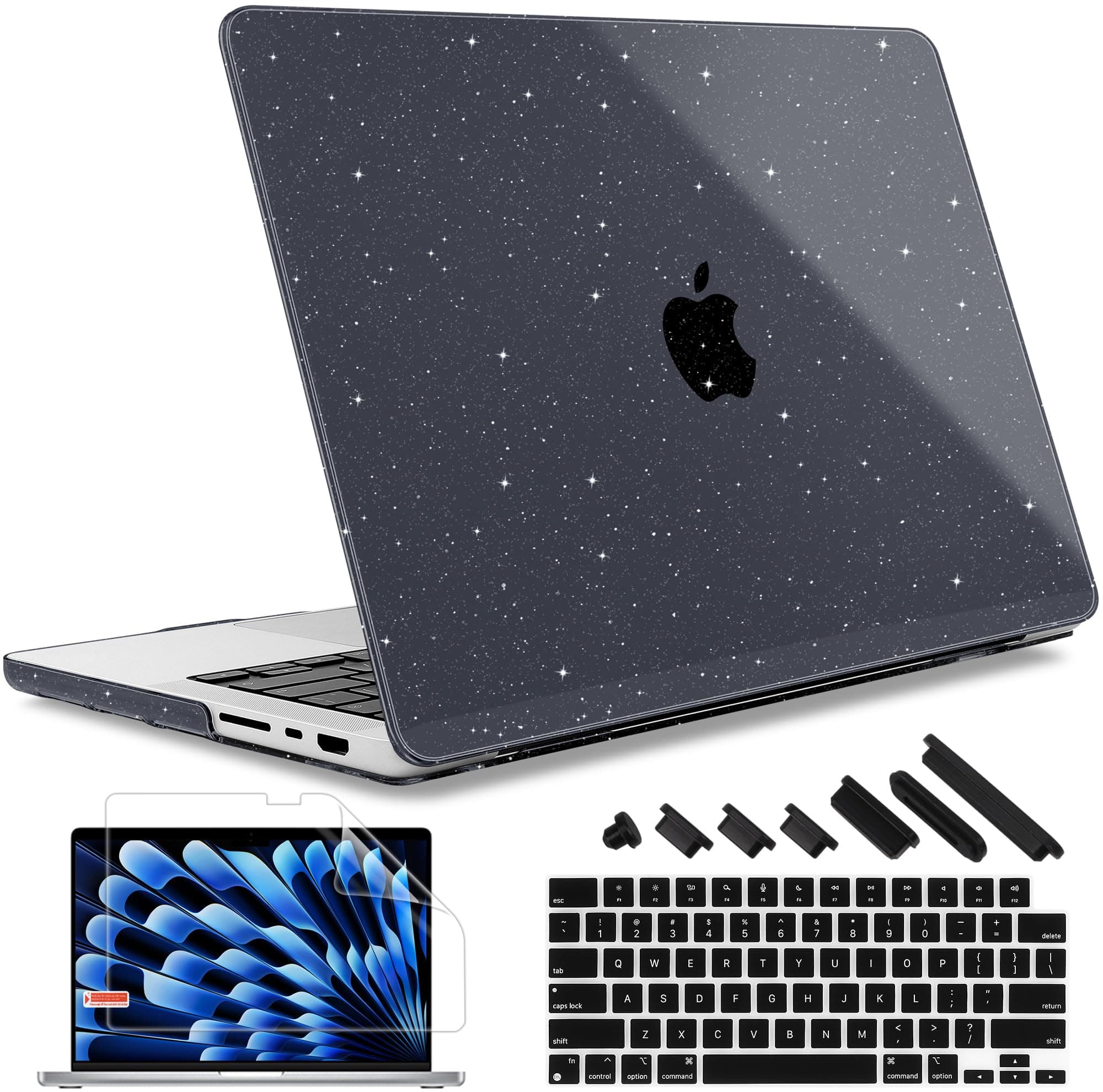 May Chen for 2026 MacBook Pro 14-inch M5 M4 M3 M2 M1 Pro/Max Chip, Release 2026 2025-2021, Model A3427 A3426 A3434 A3112 .., Plastic Hard Shell with Keyboard Cover, Black Glitter Sparkle