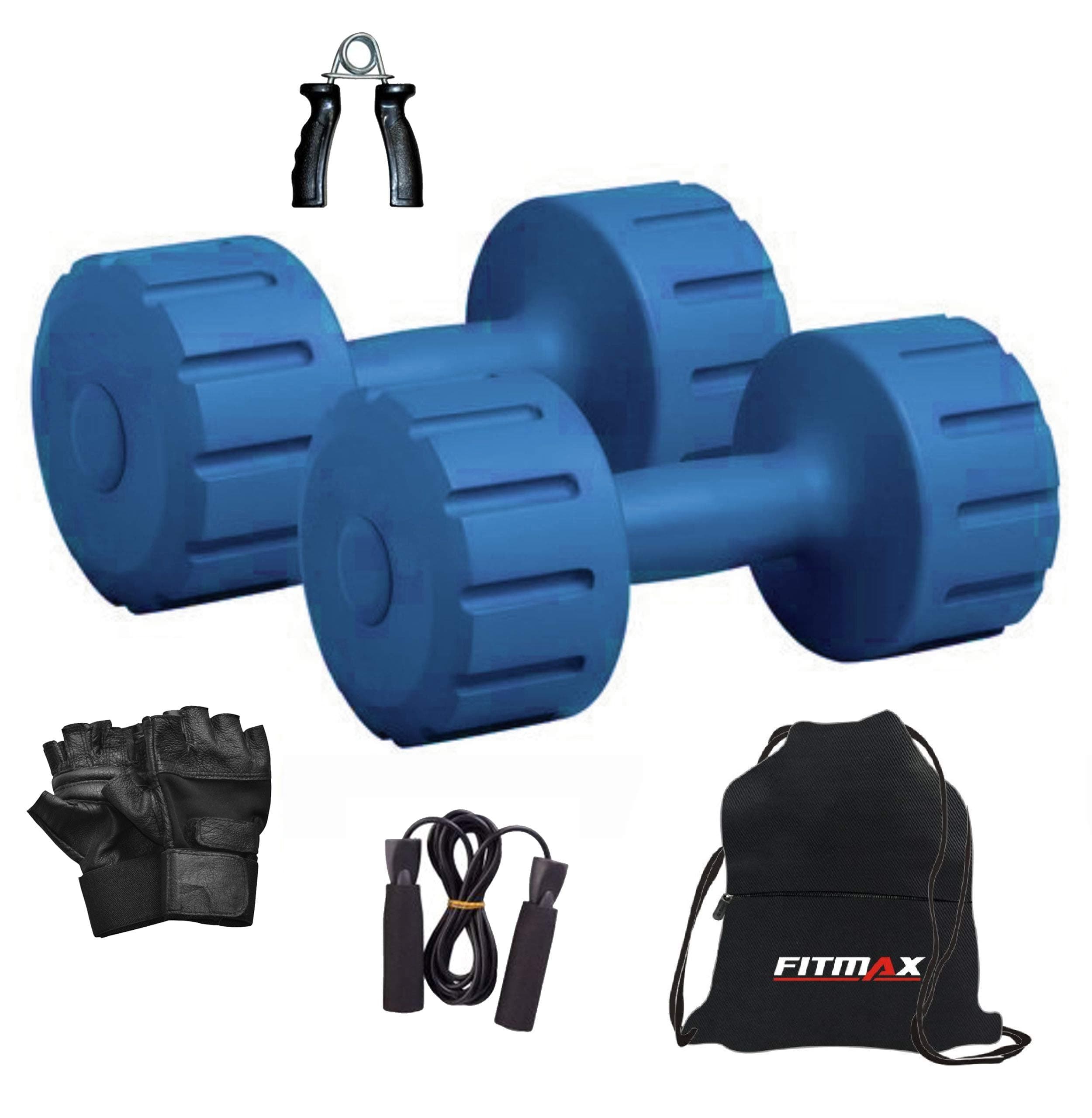 FITMAX 3 kg Set Combo with Gym Accessories PVC Fixed Weight Dumbbell (6kg) (Multicolor)