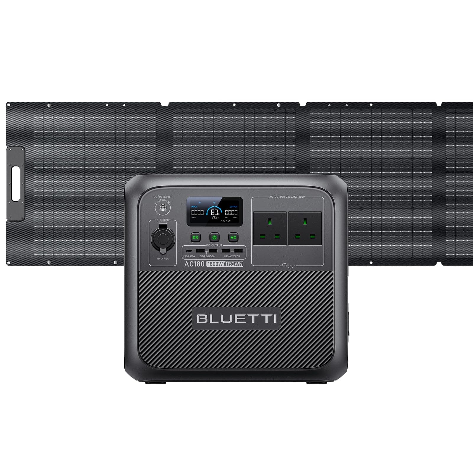 BLUETTI Solar Generator AC180 with 200W Solar Panel Included, 1152Wh Portable Power Station w/ 2 1800W(2700W Surge) AC Outlets, LiFePO4 Emergency Power for Camping, Off-grid, Power Outage