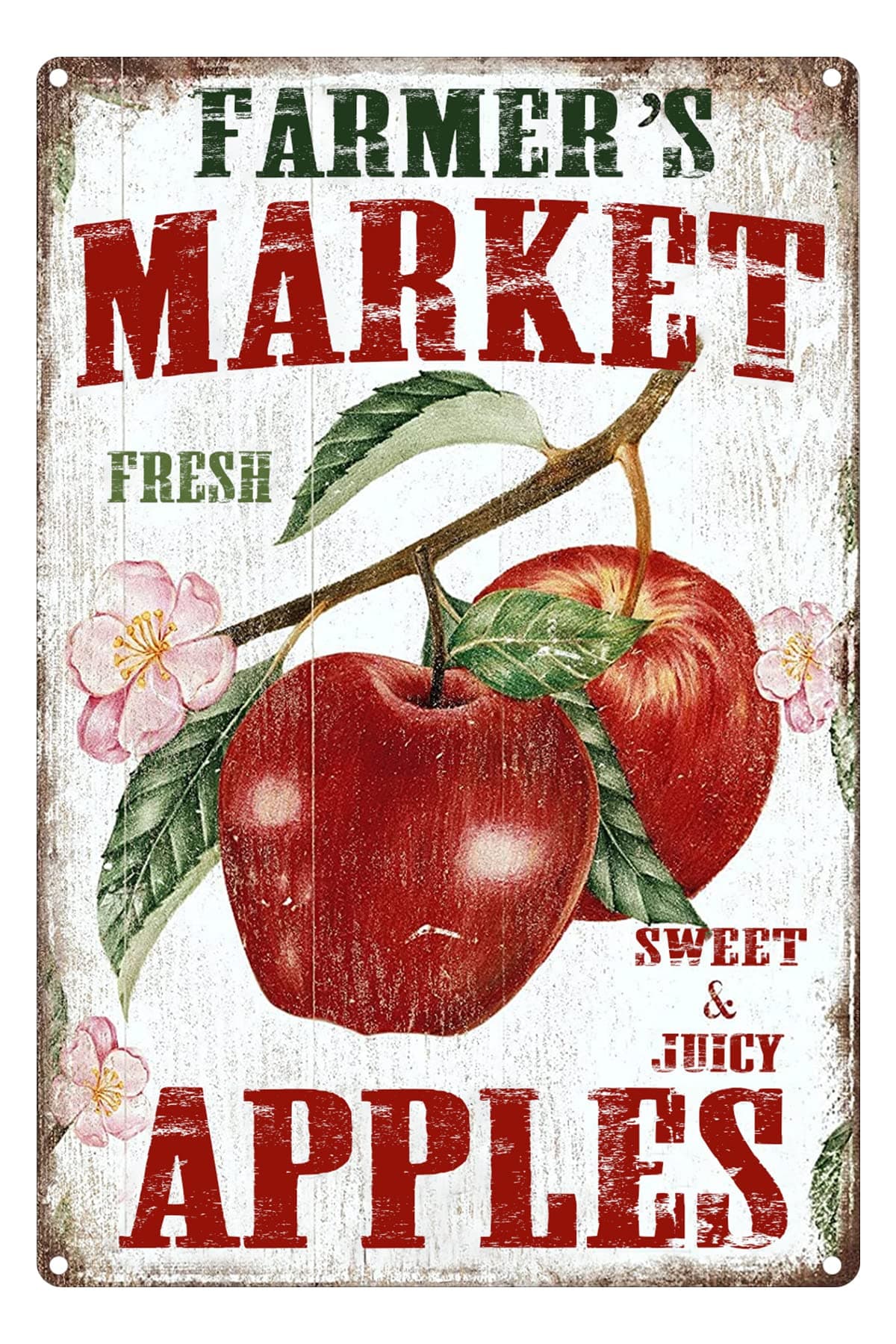 Fresh Fruit Signs Apple decor, Summer Fruit Wall Art Decorations Funny Plaque Retro Food Kitchen Wall Decorations for Family Home Restaurant Hotel Decor, 8×12 inch Vintage Metal Tin Signs