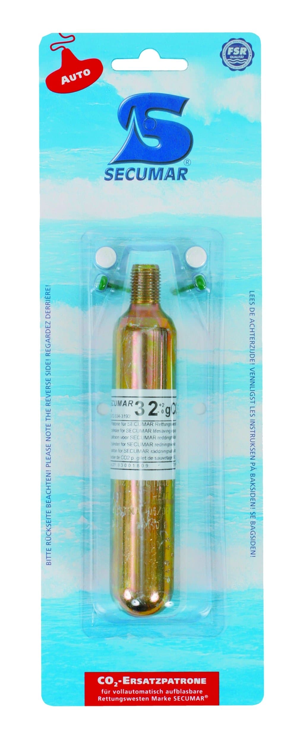 Secumar CO2 replacement cartridge 38 g, CO2 cartridge KSK 20, auto