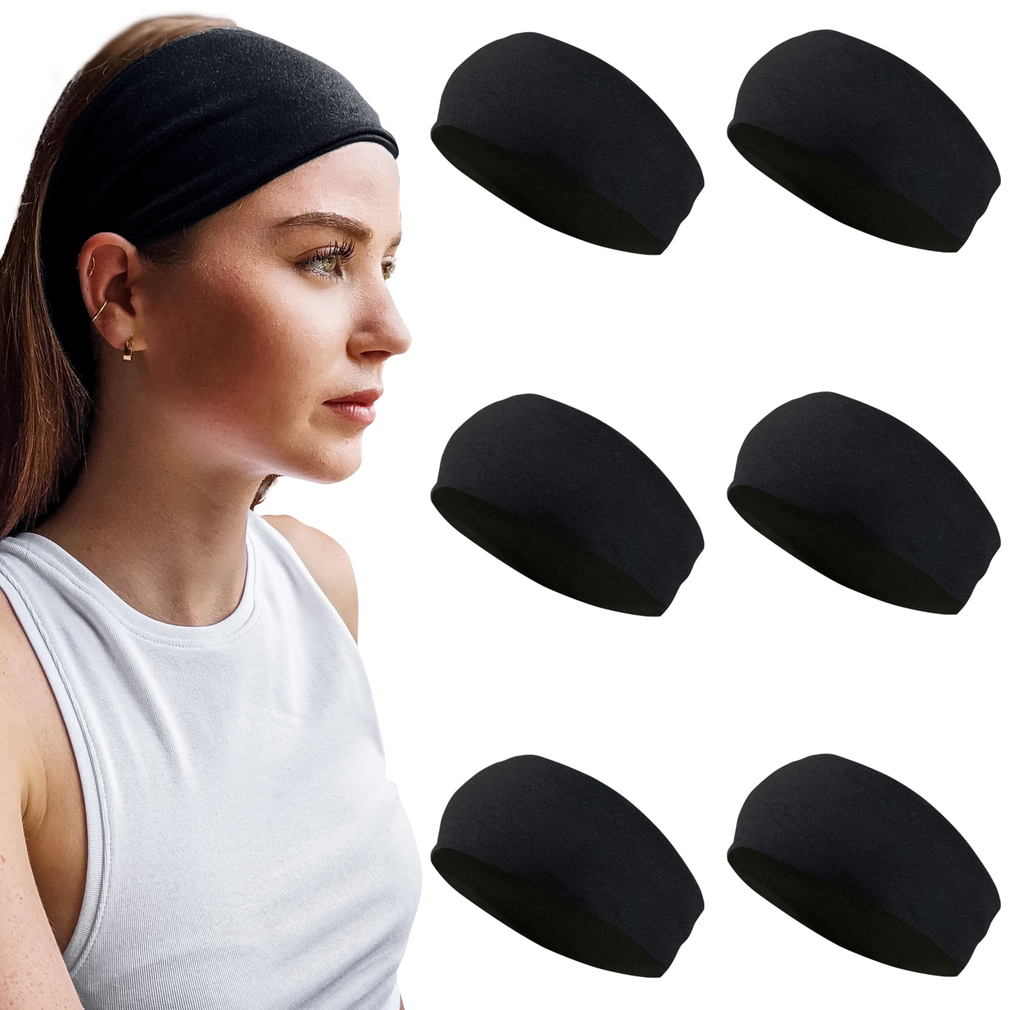 Styla Hair 6 Pack Headbands (Solid Black)