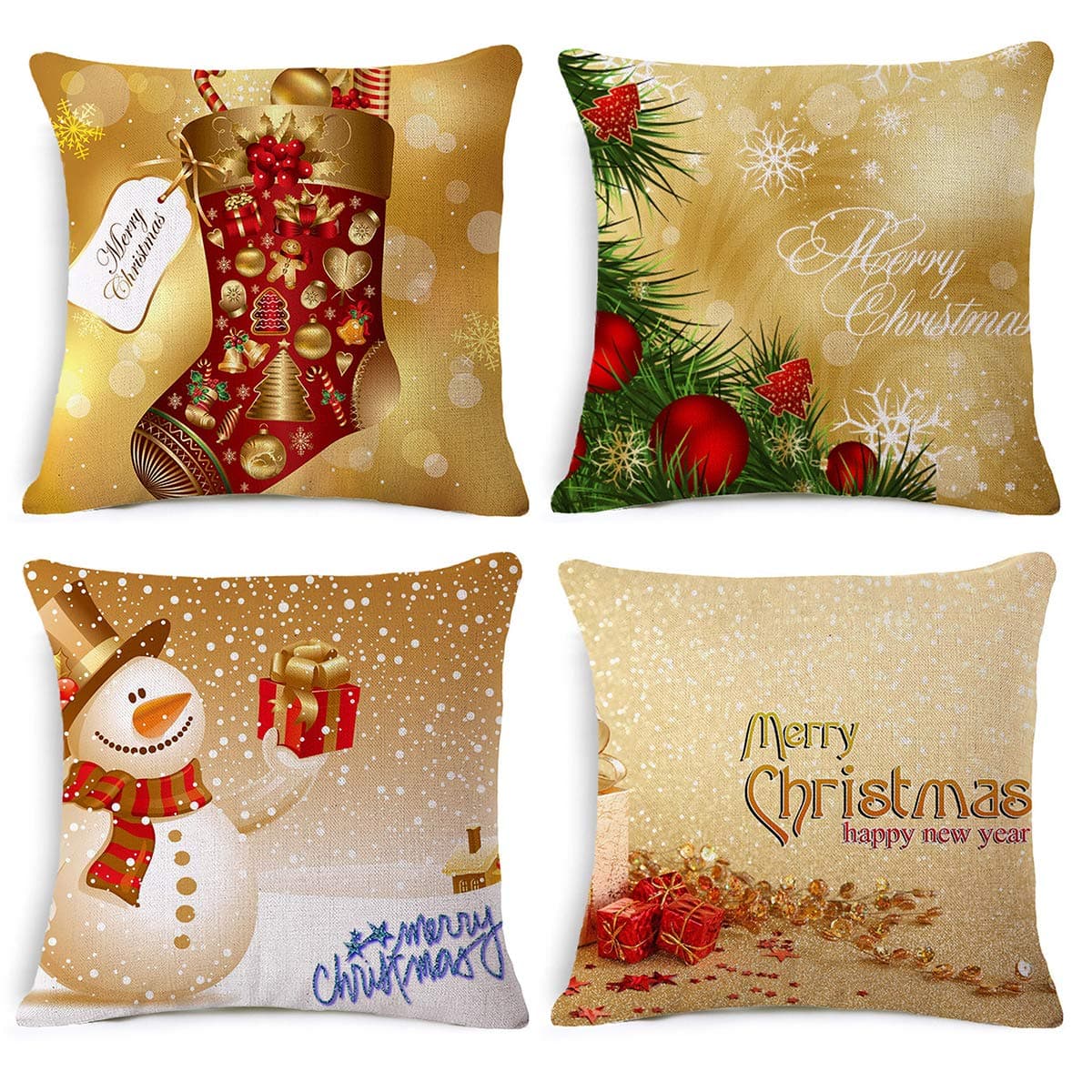40 Pack Throw Pillow Covers, Christmas Pillow Covers 18 x 18 with Invisible Zipper Beautiful Design & Color for Holiday Season Decorations