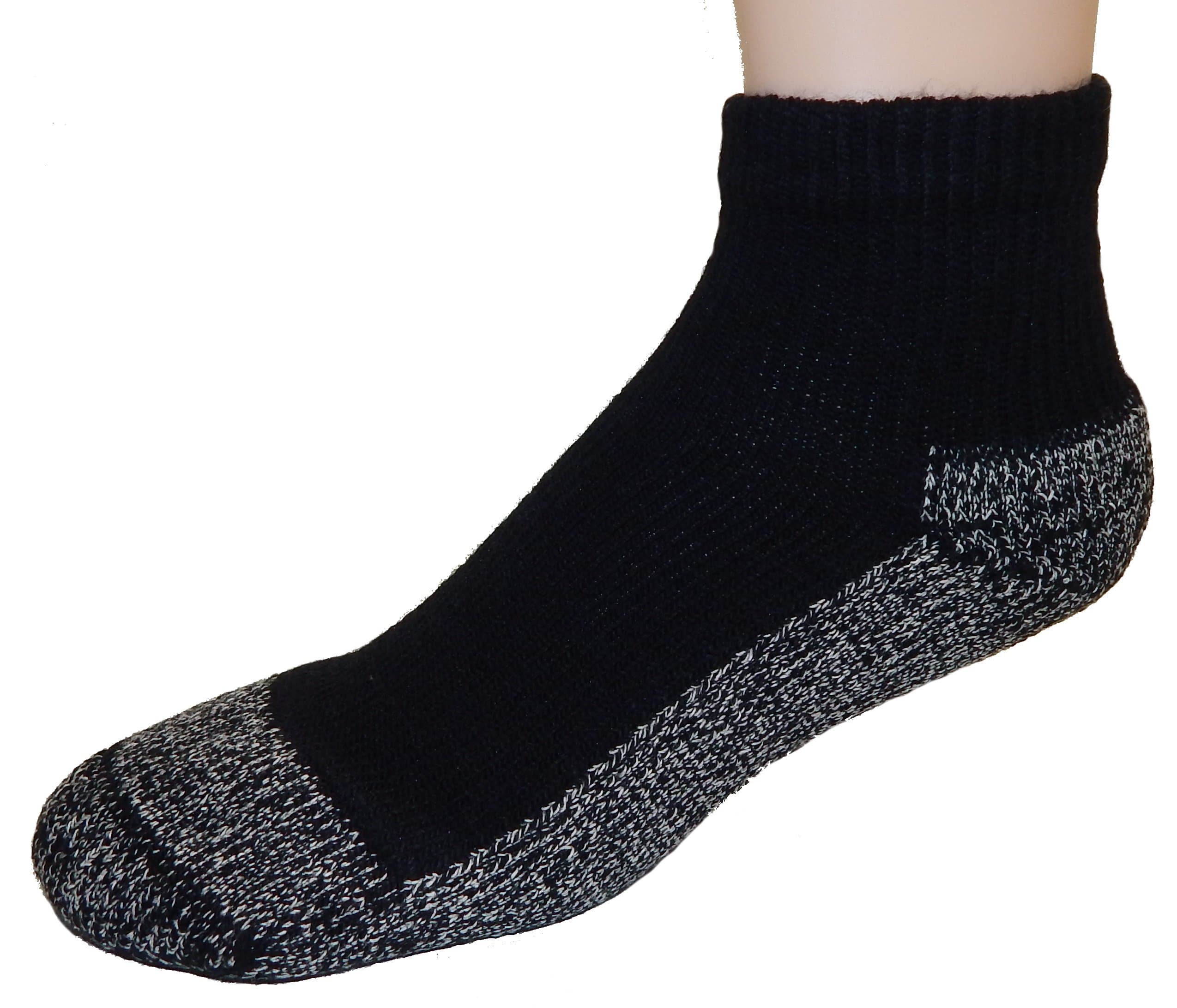 CusheesBLACK Thick Ankle Socks, 3-pack [Medium (Women or Youth large 167)], Black With Grey Bottom, Medium