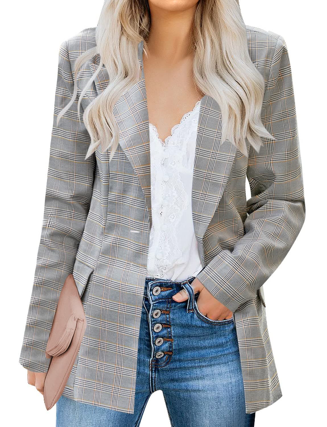 Women's Casual Long Sleeve Lapel Button Slim Work Office Blazer Jacket