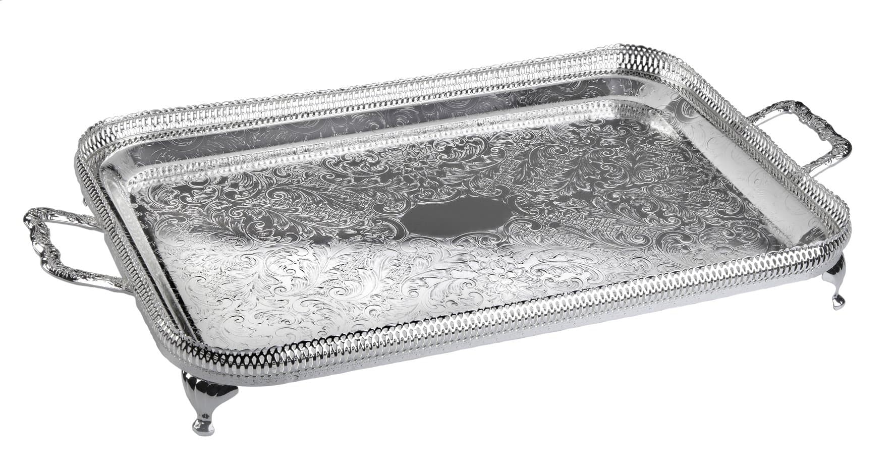Silver Plated Serving Tray with Special Tarnish Resistant Finish That Never Needs Polishing Made in England