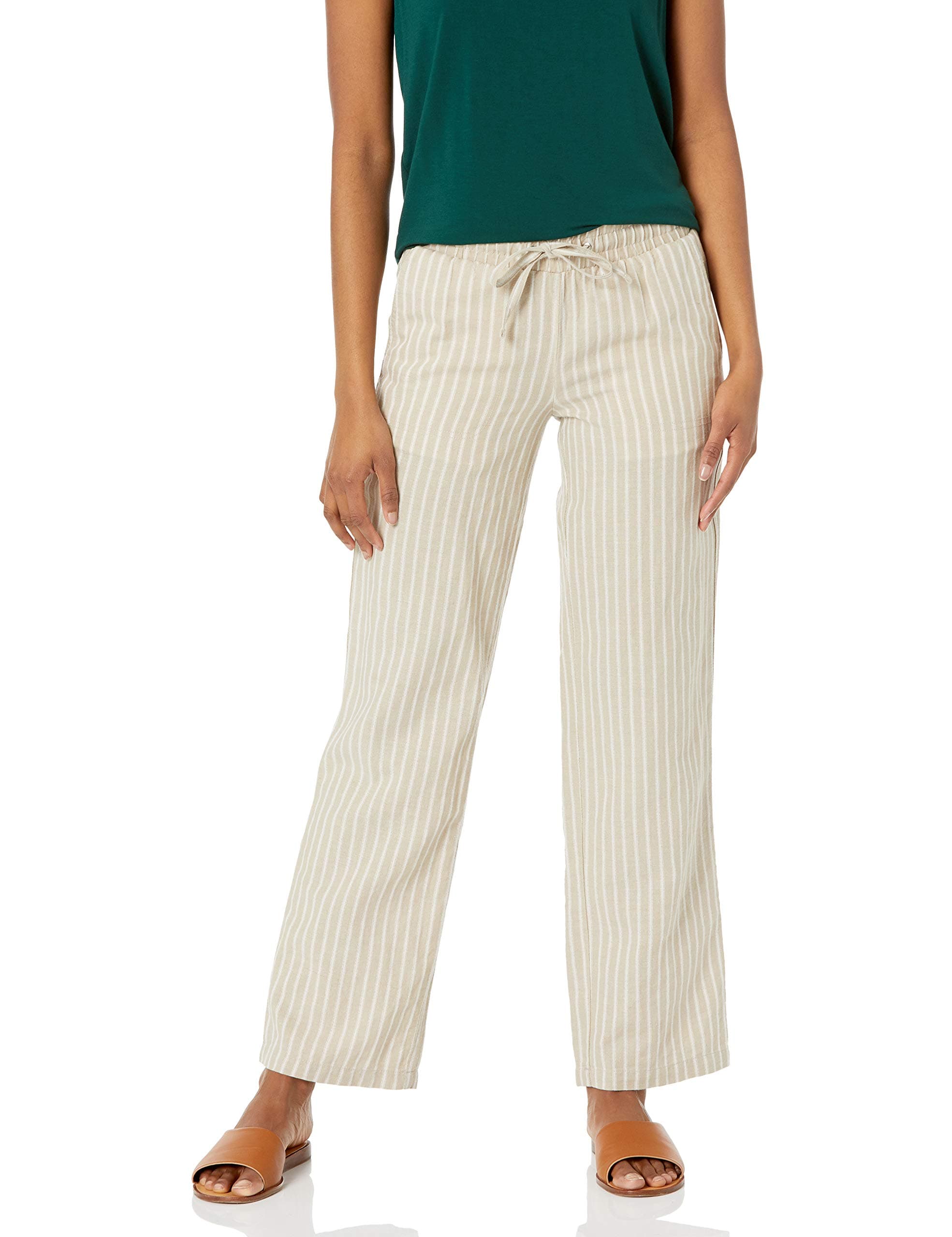 Amazon EssentialsWomen's Linen Blend Drawstring Relaxed Fit Wide Leg Pant (Available in Plus Size)