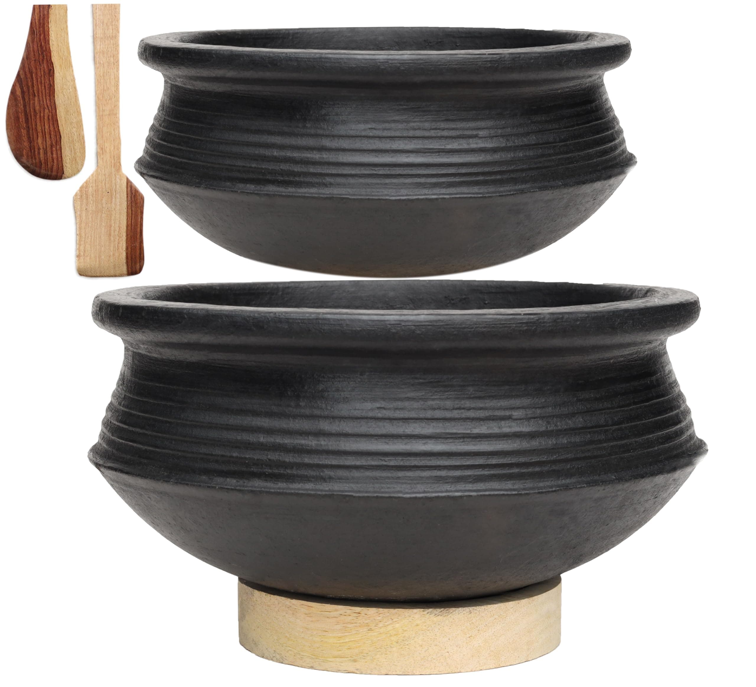 Craftsman Deep Burned Clay Biryani Handi/Pot for Cooking and Serving 2 & 3 Liter