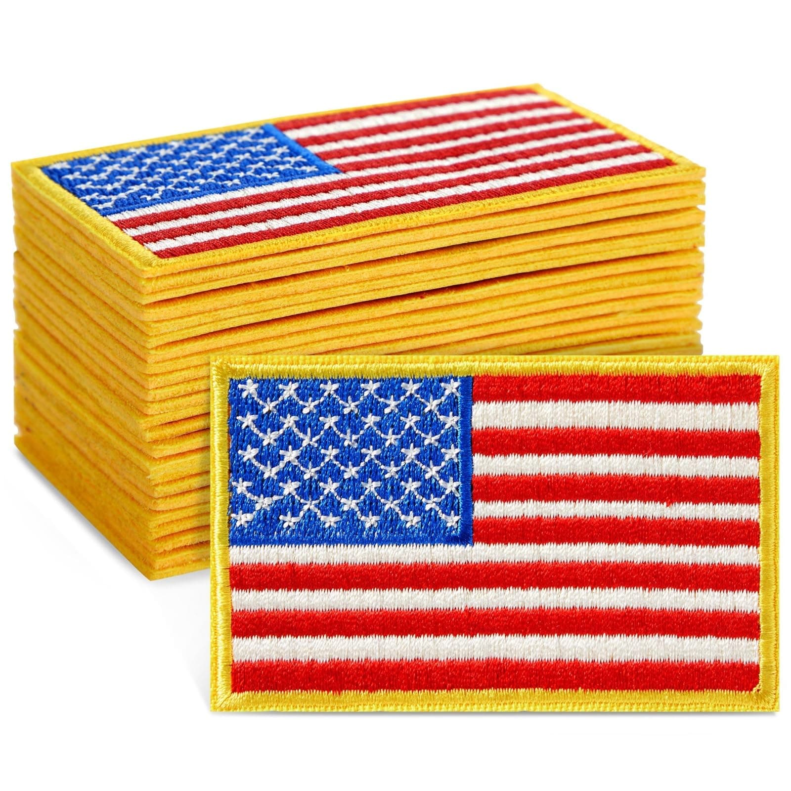 Okuna Outpost American Flag Patch Set - 3 x 0.6 x 1.9 in, 24 Pack, Embroidered - Iron On & Sew On American Flag Patches for Clothing & Backpacks
