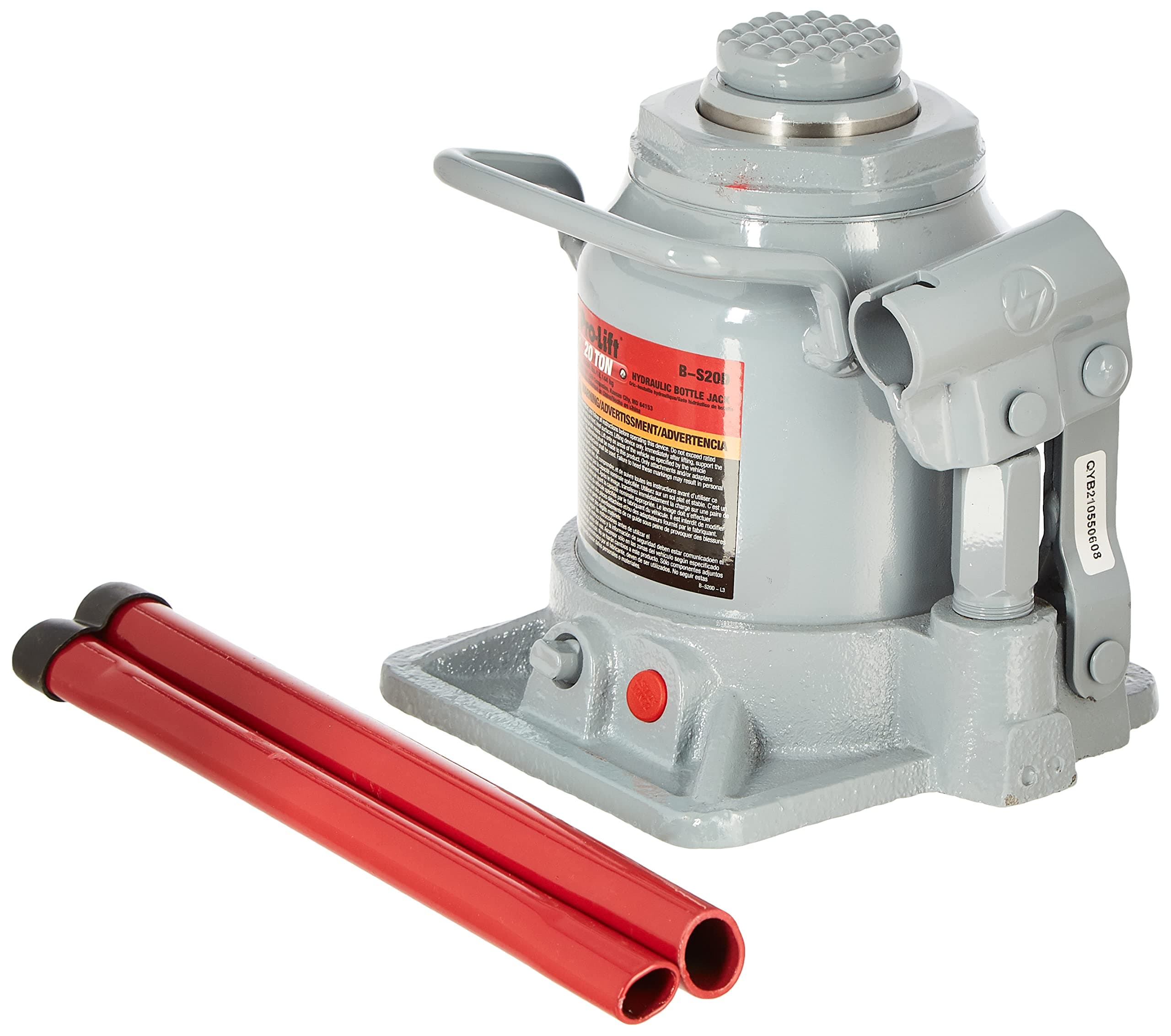 B-S20D Grey Hydraulic Bottle Jack - 20 Ton Capacity