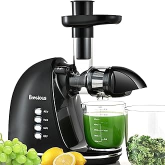 Slow Masticating Juicer,Brecious Cold Press Juicers with 2 Speed Modes & Quiet Motor,Juicers Machines Vegetable and Fruit with Reverse Function,Celery Juicer,BPA-Free,Easy to Clean (Black)