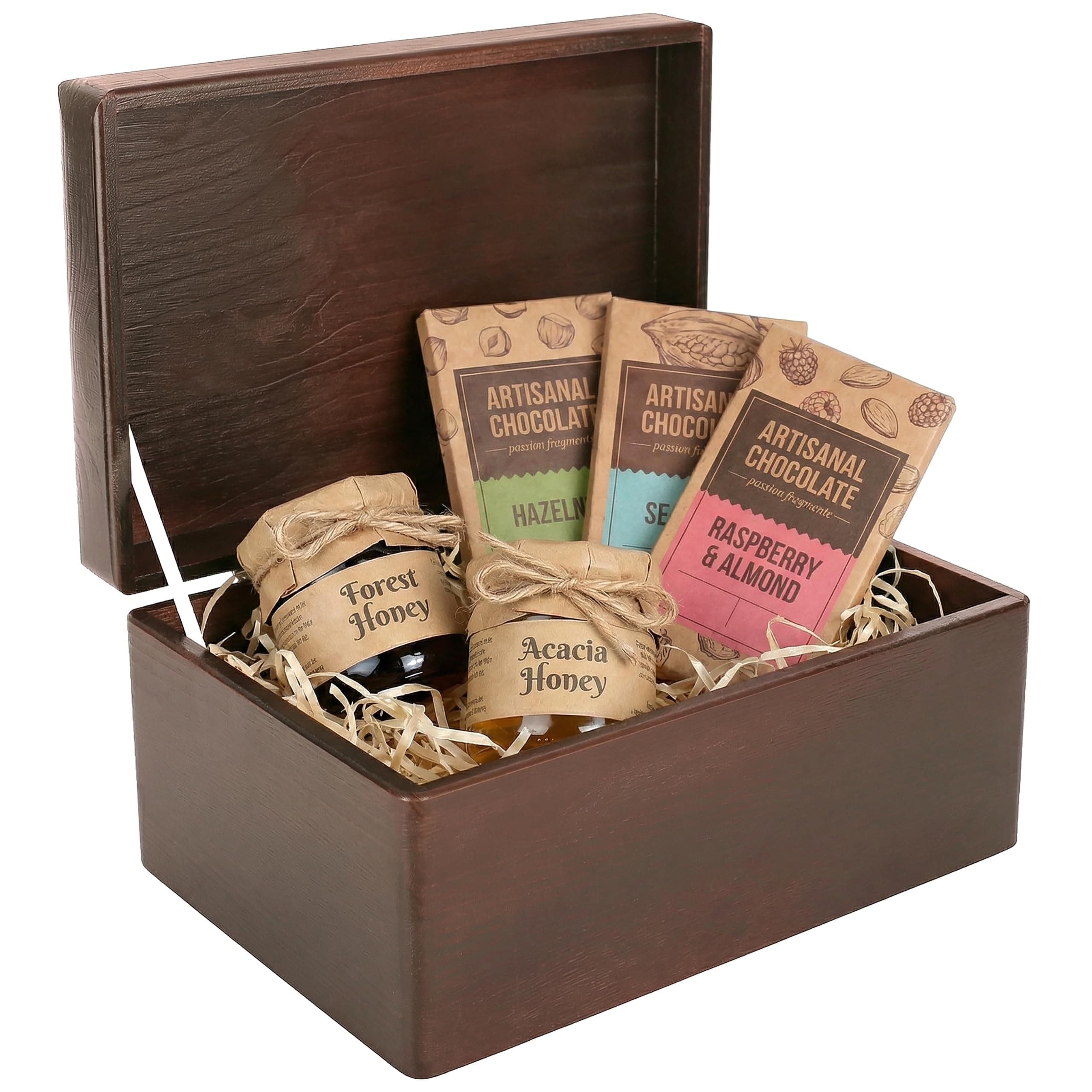 Creative Deco Large Brown Plain Wooden Storage Box with Lid | 30x20x14cm (+/-1 cm) | Hinged Lid | Gift Christmas Xmas Box Kitchen Storage | ROUGH & UNSANDED Wood Keepsake Memory Craft Chest