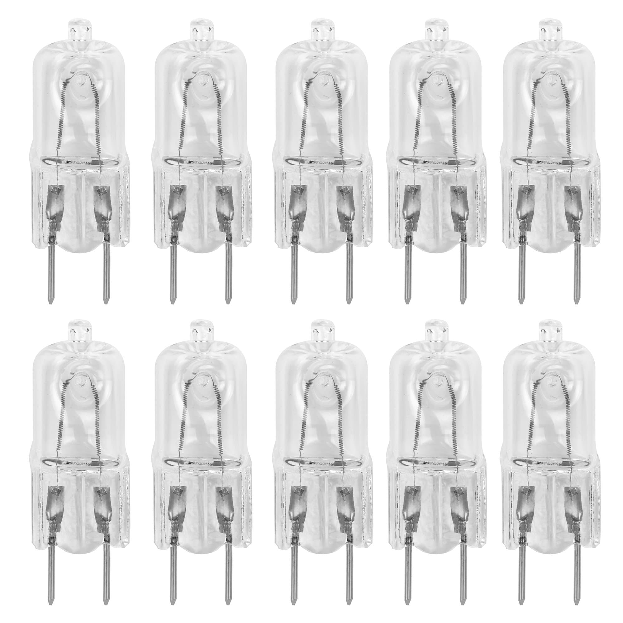 10 Pack-G8 20Watt 120V Halogen Light Bulbs T4 JCD Type 120V Bi-Pin Base Shorter 1-1/4" (1.25") Length 20W Lamp Soft White Under Cabinet Puck Lighting Replacement Dimmable Hood Range Q20/G8/CL/120V