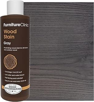 Furniture Clinic Wood Stain | Grey | Water Based | Fast Drying, Low Odor, & Non-Toxic | for Indoor & Outdoor Furniture and More | Multiple Finishes | (8.5oz / 250ml)