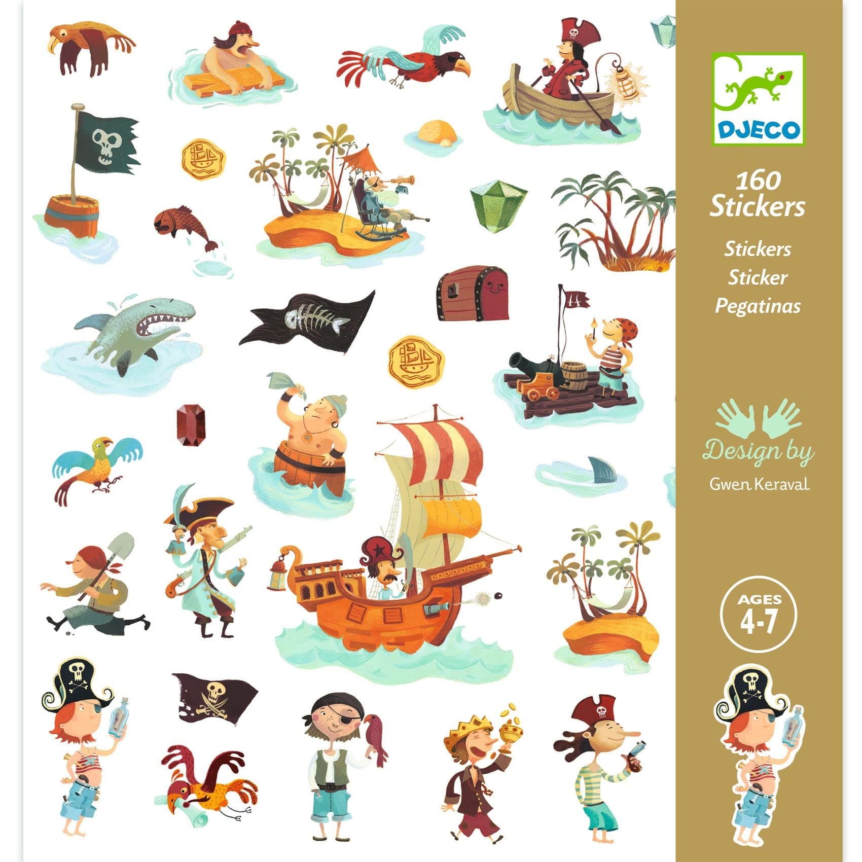 Djeco Pirates Stickers - 160 Pieces