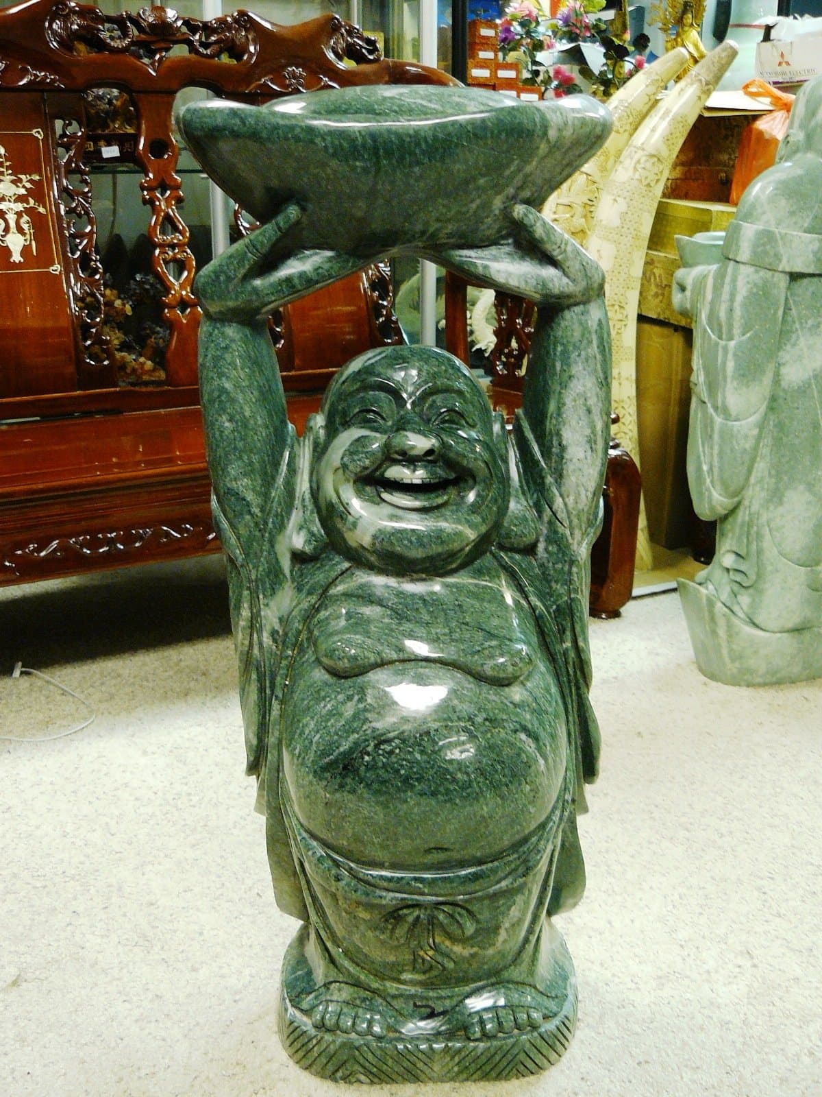 Green Jade Standing Happy Buddha Lh17