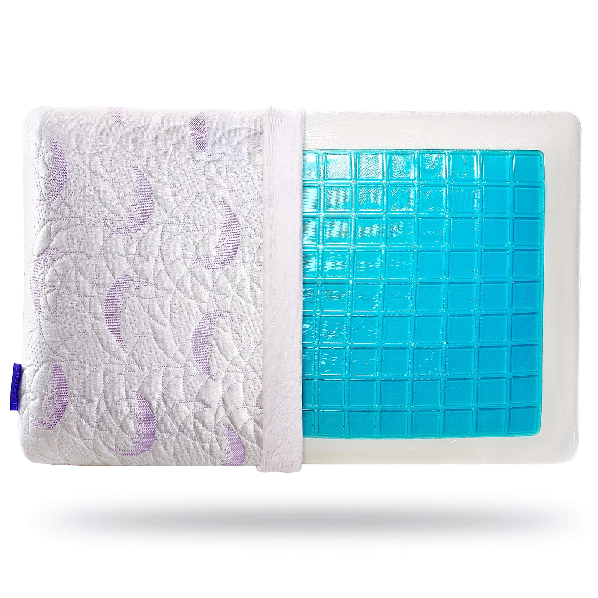 LUNAVY Reversible Memory Foam and Cooling Gel Pillow for Comfortable Sleeping - Cool Neck Support, 100% Hypoallergenic - with Zippered Washable Bamboo Pillow Cover (Cooling Gel Pillow)