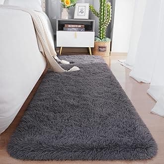 Chicrug Soft Runner Rugs for Bedroom Living Room Plush Fluffy Rug 2x10 Feet, Shag Furry Area Rug Carpet Non Shedding for Nursery Children Kids Girls Room Home Decorative, Coal Grey