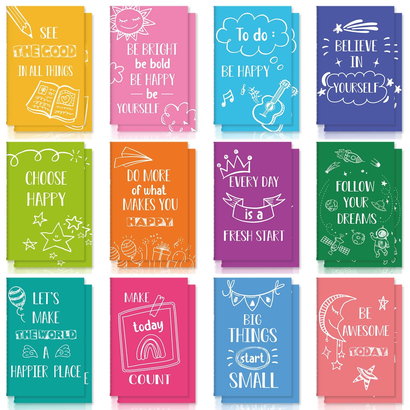 – Zonon 24 Pcs Mini Notebooks Bulk for Party Favors Small Lined Notepads Bulk Pocket Notepad Mini Notebook Gift Colorful Small Journal Onboarding Gift for Teacher Office Coworker(Happy Style)