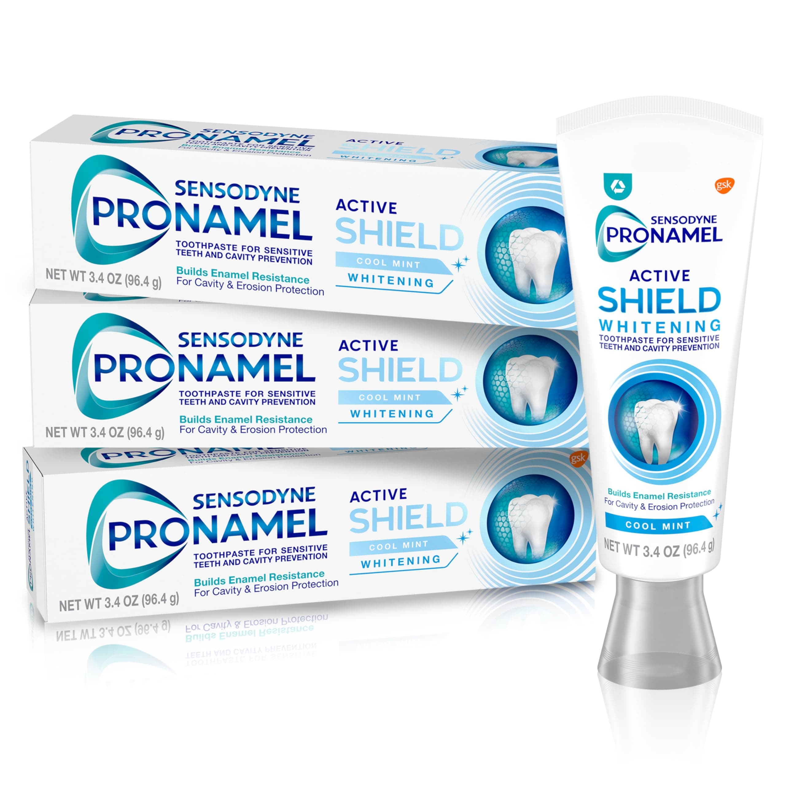 - Active Shield Whitening Enamel Toothpaste, Cool Mint - 3.4 Ounces x 3
