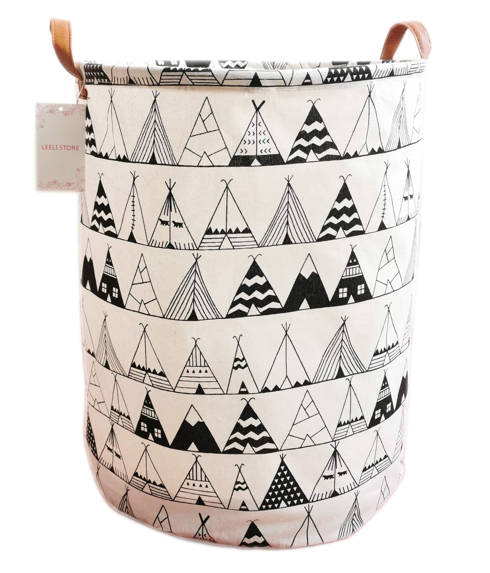 LEELI Laundry Hamper with Handles Collapsible Canvas Laundry Basket,Waterproof Storage Basket Home Organizer for Nursery,Clothes,Toys,Baby Hamper19.7×15.7(tent)