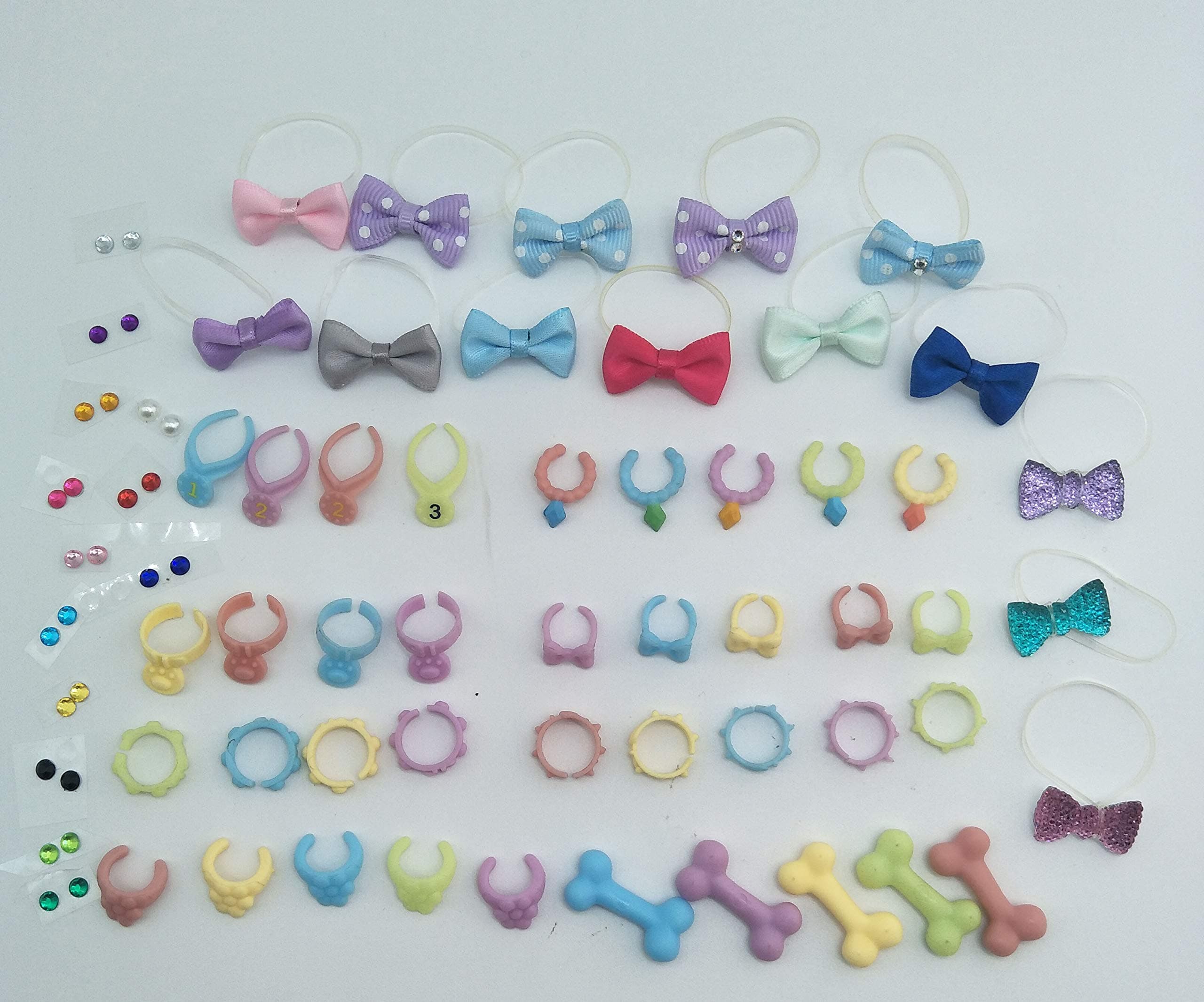 Collars Bows Necklaces Bone Earring Set of Random 6 Suit for LPS Collie Boy Girl Shorthair Cat Great Dane Dachshund
