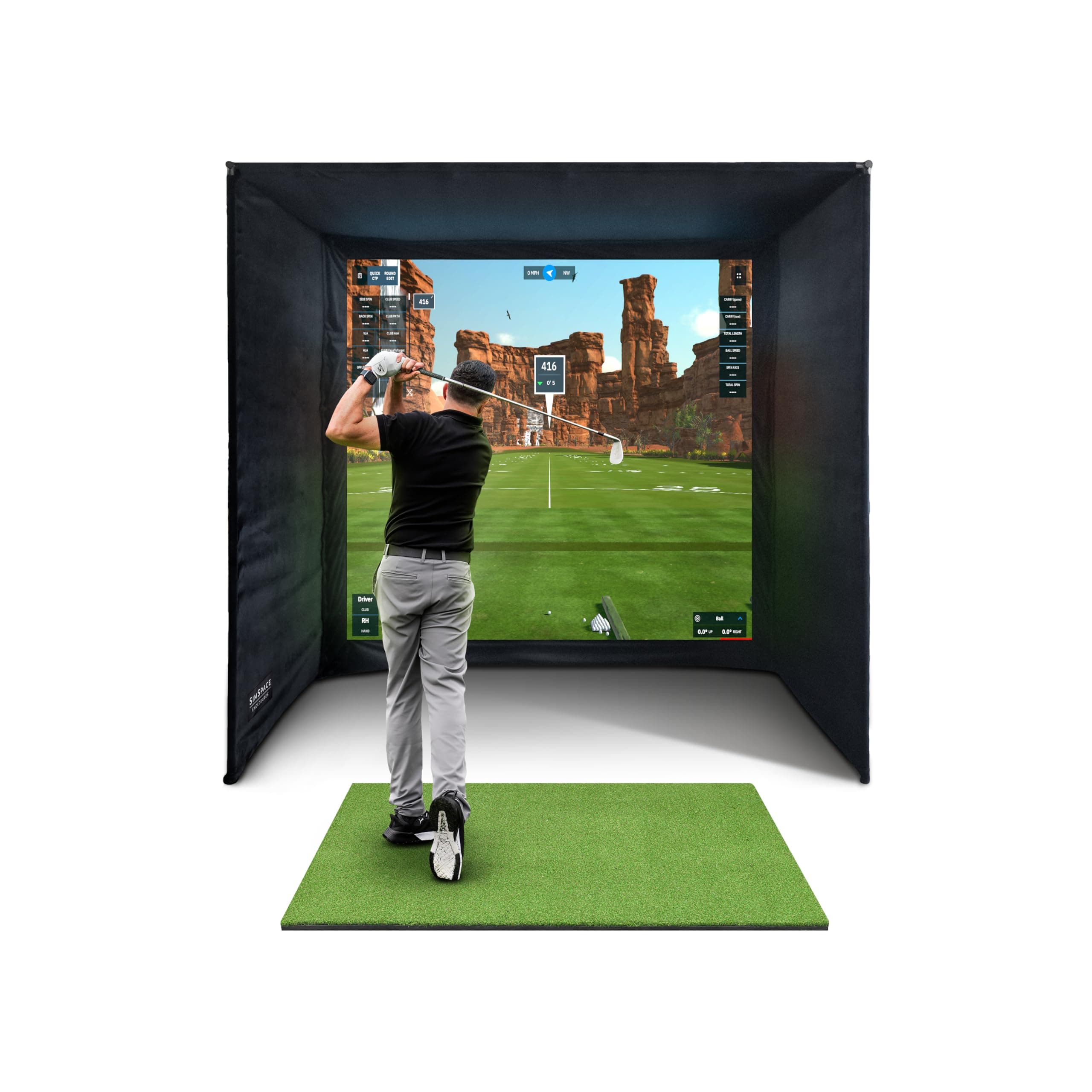 Golf Simulator Enclosure with Impact Display Projection Screen, use with All Golf Launch Simulators and Monitors.