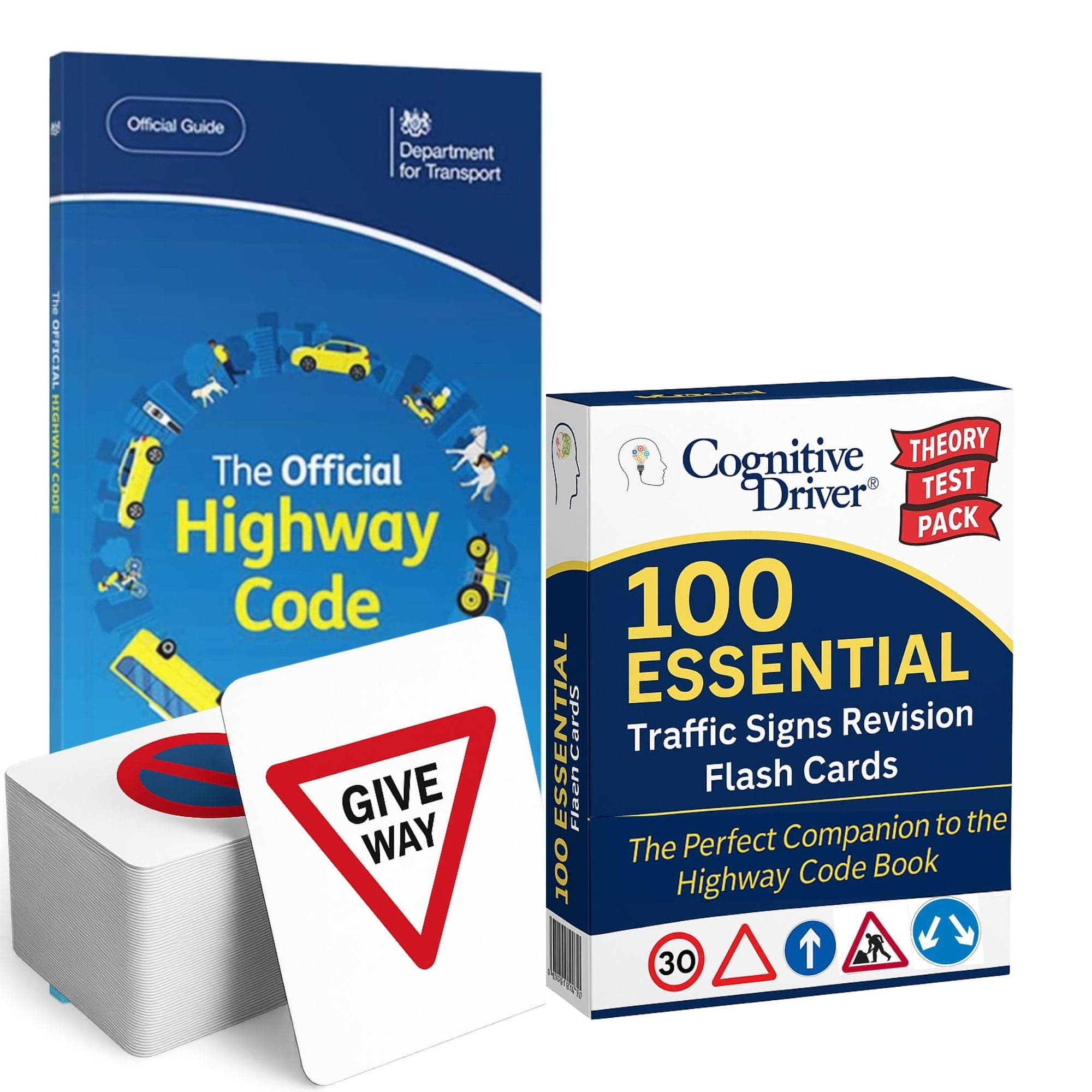 Highway Code Book 2026 UK + 100 Traffic Signs Flash Cards Set