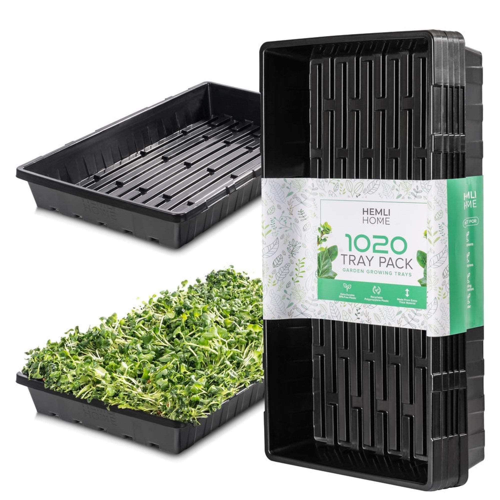 1020 Seed Starting Trays - 5-Pack Reusable Plastic Germination Trays for Microgreens & Seedlings