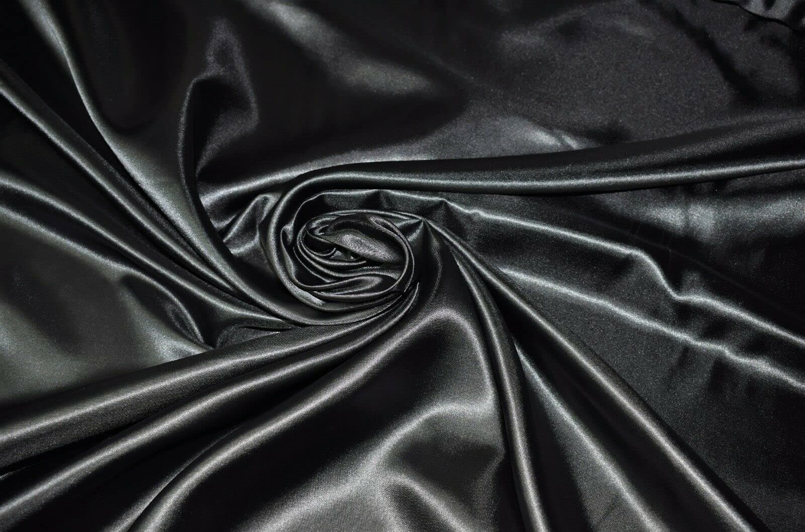 100% Polyester/Poly Silk Premium Silky Satin Fabric, Dressmaking, Wedding, Prom - Dress Craft Fabric Material 58" - 150 cm Wide Sold As 1 Meter Pre - Cut Lengths (Black, 1 Meter)