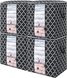 WISELIFE Storage Bags 4 Pack/100L Large Blanket Clothes Organization and Storage Containers for Comforters,Bedding, Foldable Organizer with Reinforced Handle, Clear Window, Sturdy Zippers,Black