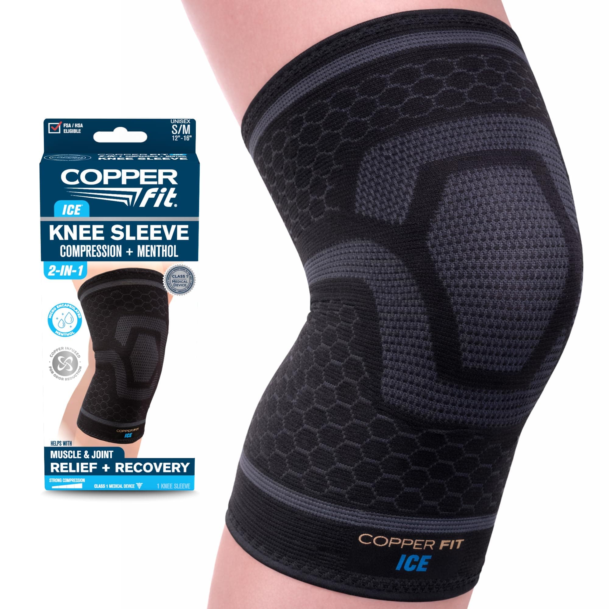 ICE Knee Compression Sleeve Infused with Menthol