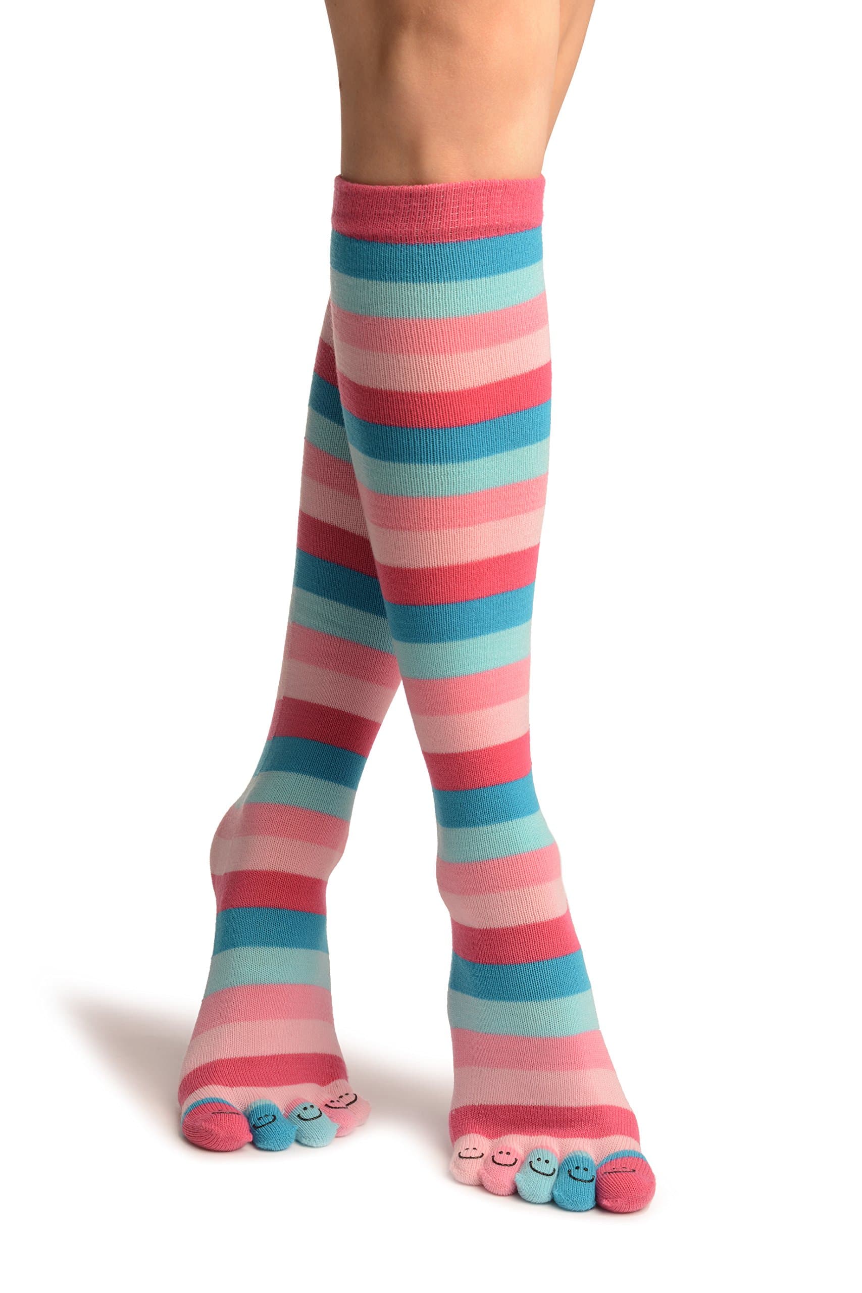 & Stripes Printed Smiles Knee High Toe Sock