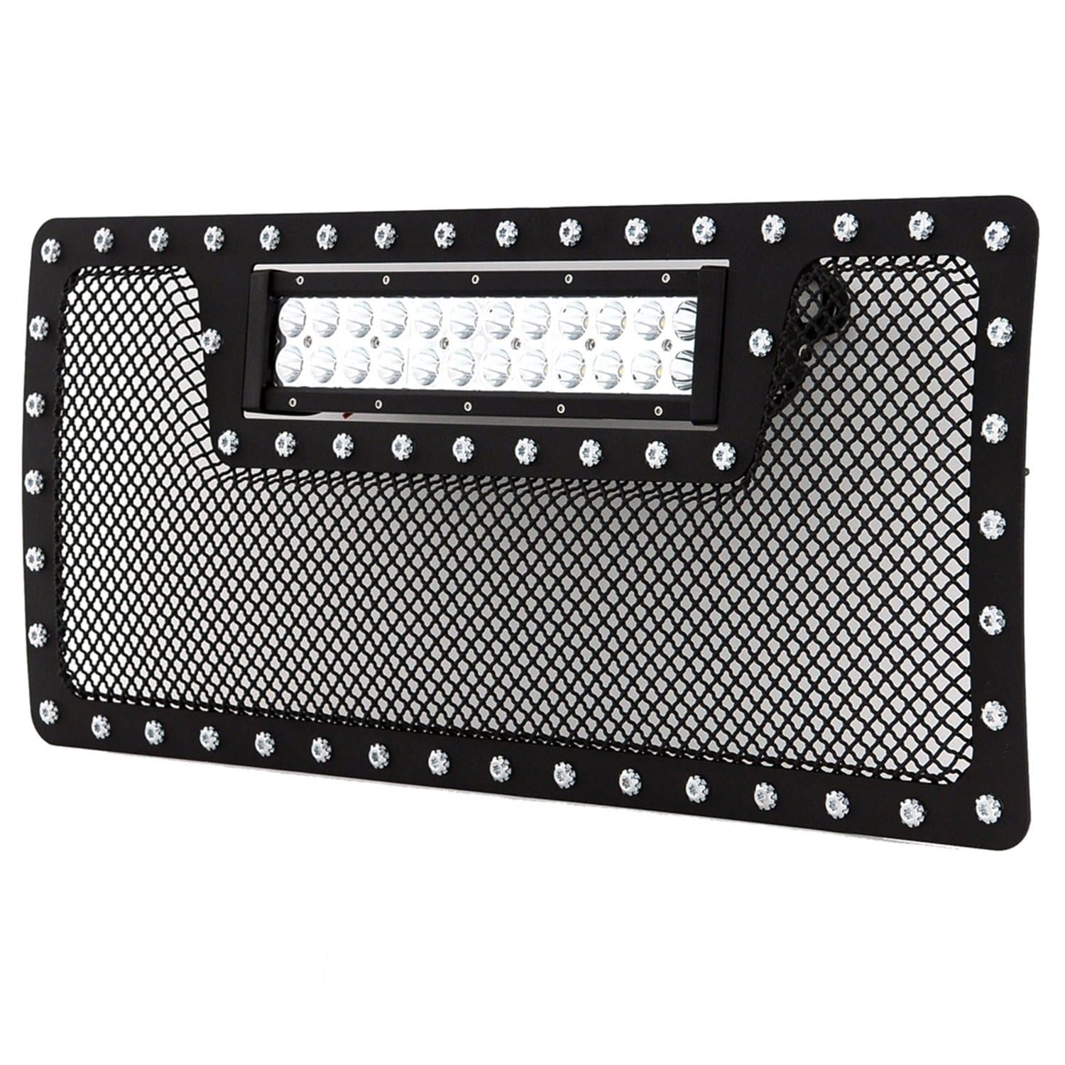 Paramount Restyling 48-0931 Black Stainless Steel Evolution Wire Mesh Cutout Grille with LED (Jeep Wrangler JK)