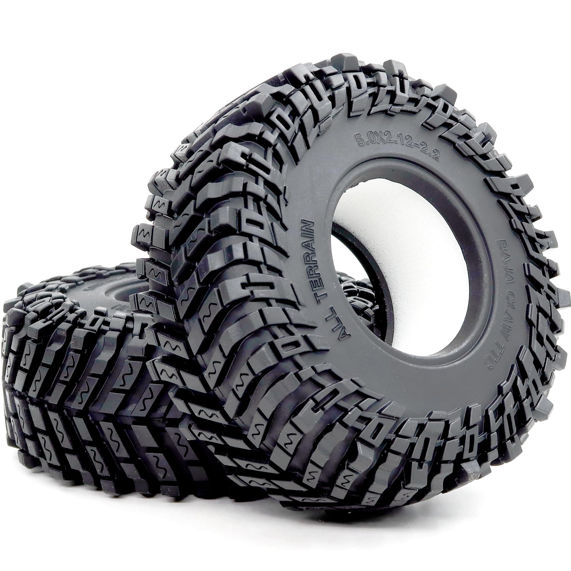 HOBBYSOUL RC Soft Comp 2.2 Mud Crawler Tires Height 127mm / 5.0'', Super Grip 2.2 Baja Claw Tyres for Axial SCX10 Capra Wraith Yeti/Traxxas TRX4 AMG 6x6 / Redcat Gen8 Everest gen 7 Pro, (2-Pack)