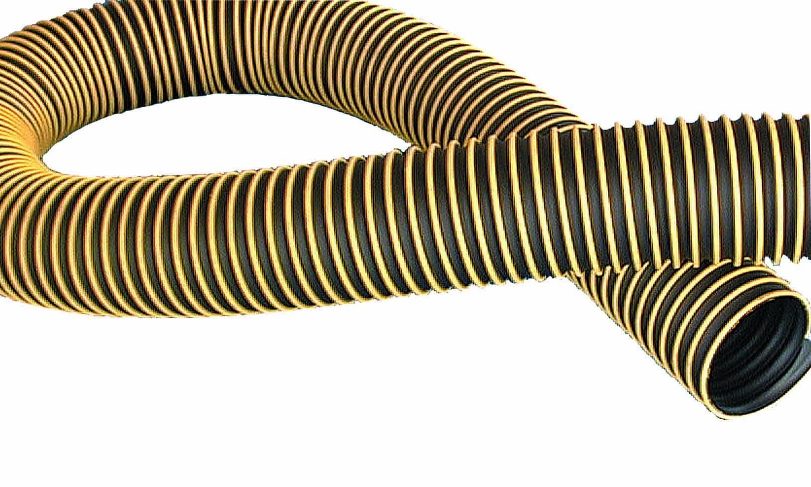 Polyester Santo-L Duct Hose, Black/Yellow 5.00" ID, 5.56" OD, 25 feet