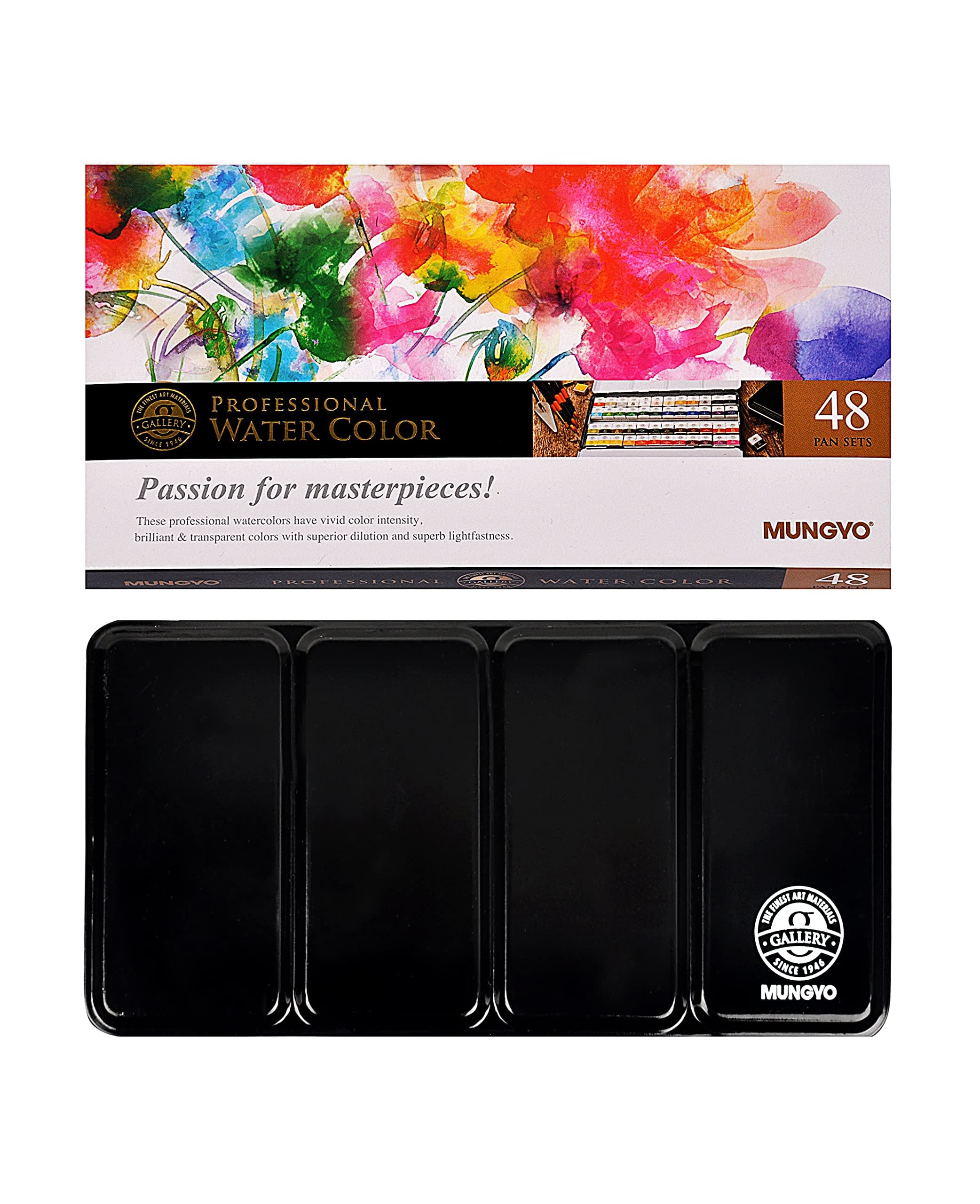 MUNGYO Professional Half Pan Size Water Colors Set in Tin Case/Integral Mixing Palette in The lid (Assorted)