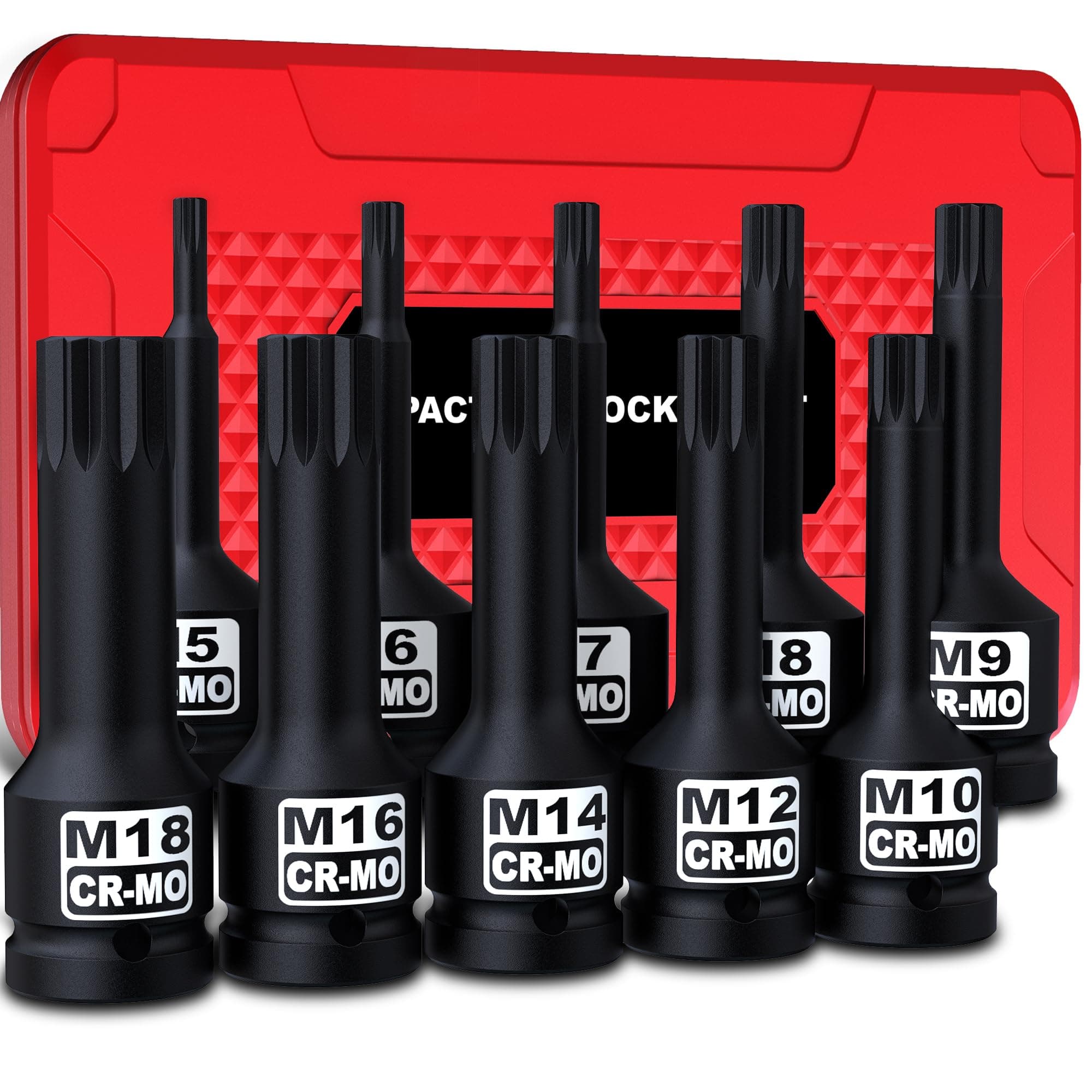 1/2" Drive Master Impact XZN Bit Socket Set, 10 Pieces M5 - M18