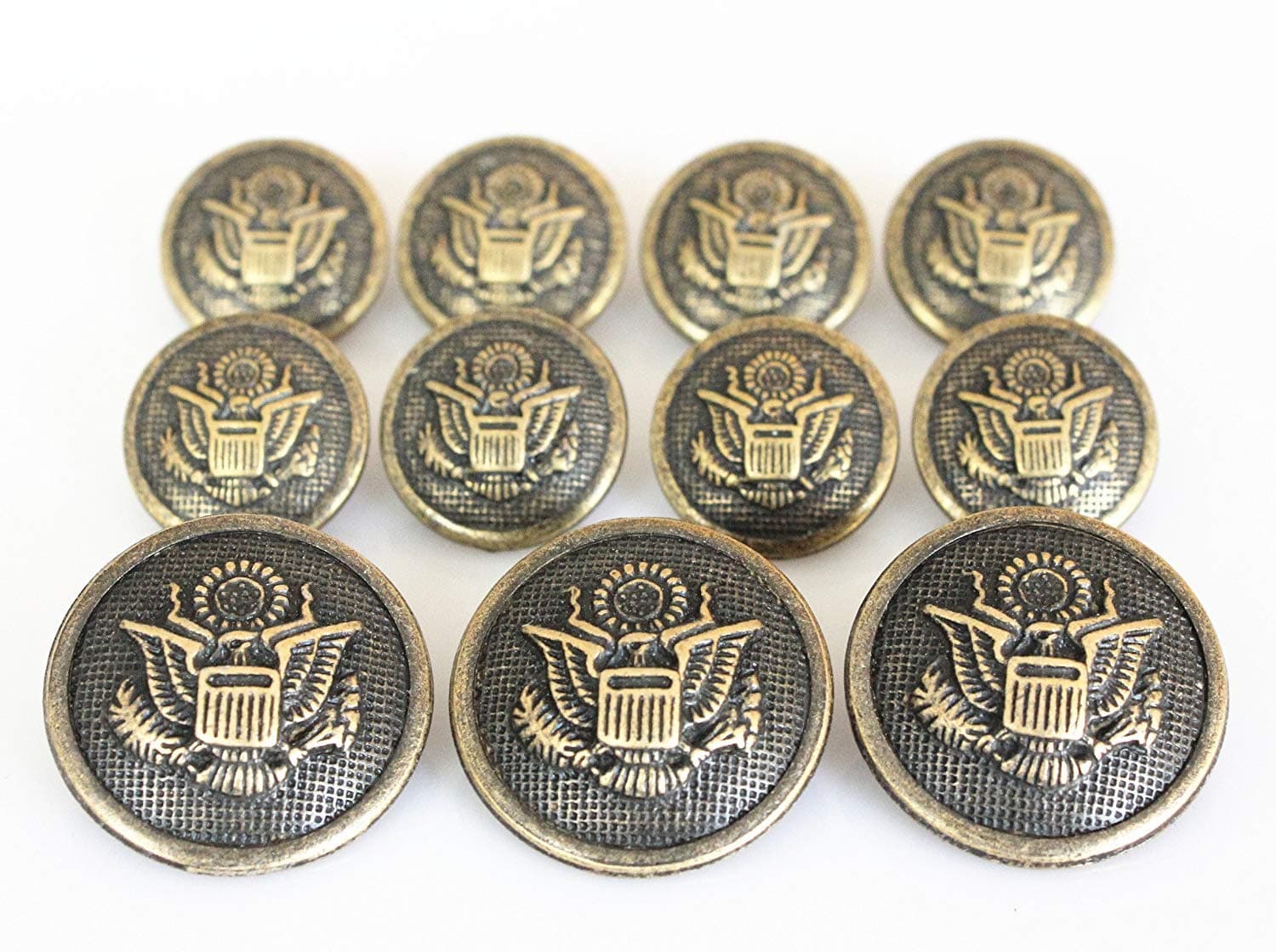 YCEE 11 Pieces Gold Metal Blazer Button Set - Eagle Badge - For Blazer, Suits, Sport Coat, Uniform, Jacket (Antique Brass)