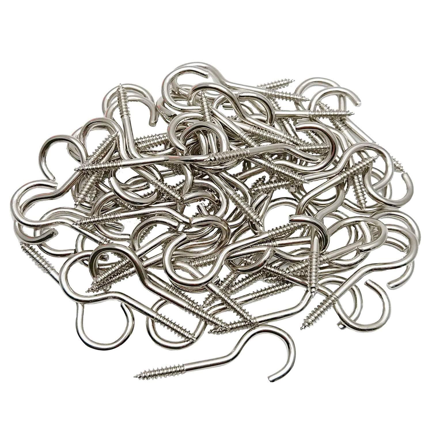 Axe Sickle2 Inch Metal Cup Hook Screw Hook Silver 50Pcs