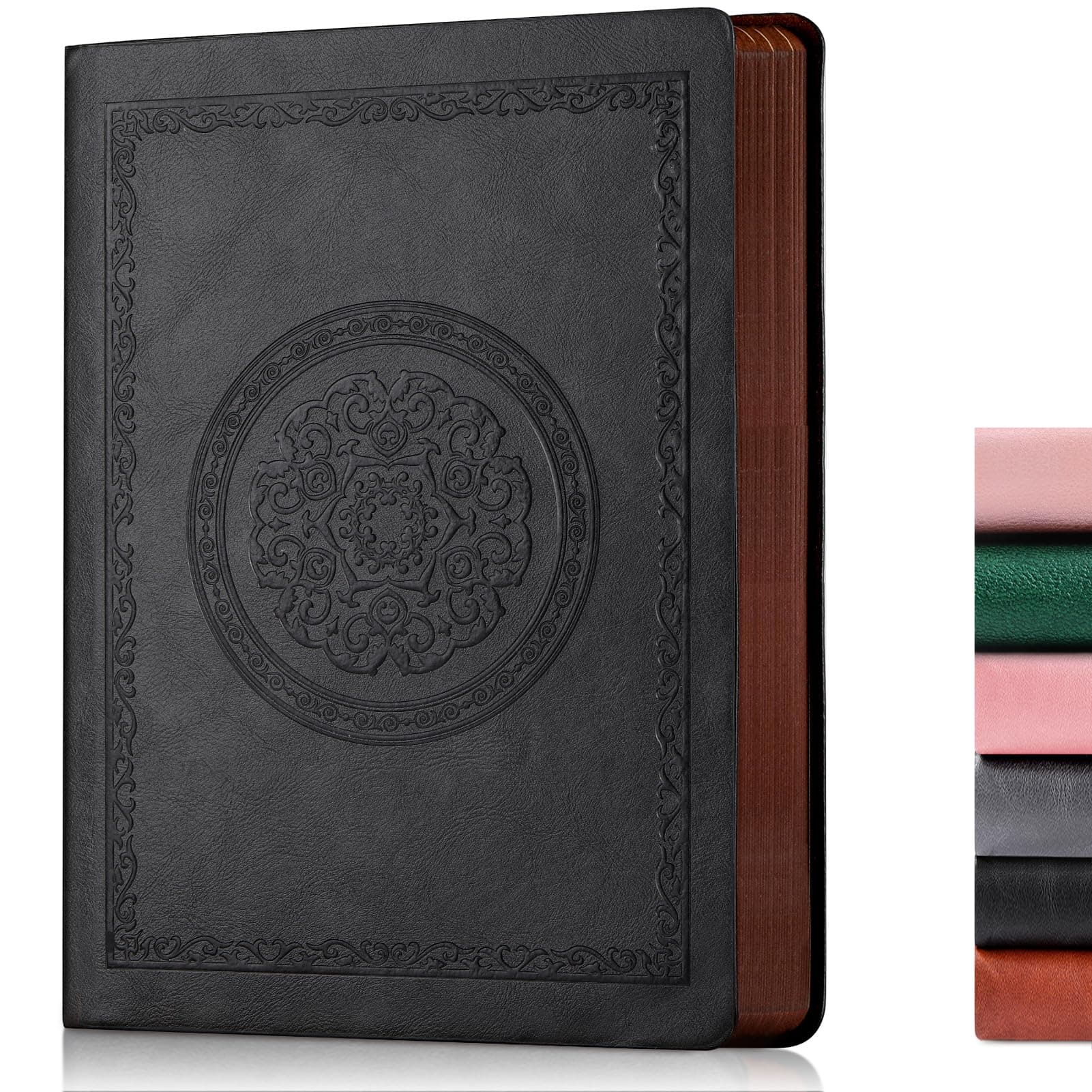 300 Pages Leather Blank Journal Notebook,Softcover Leather Blank Journal Notebook for Women Men,300 Pages Notebook for Work,Office,School Note Taking,5.7'' X 8.3'',black