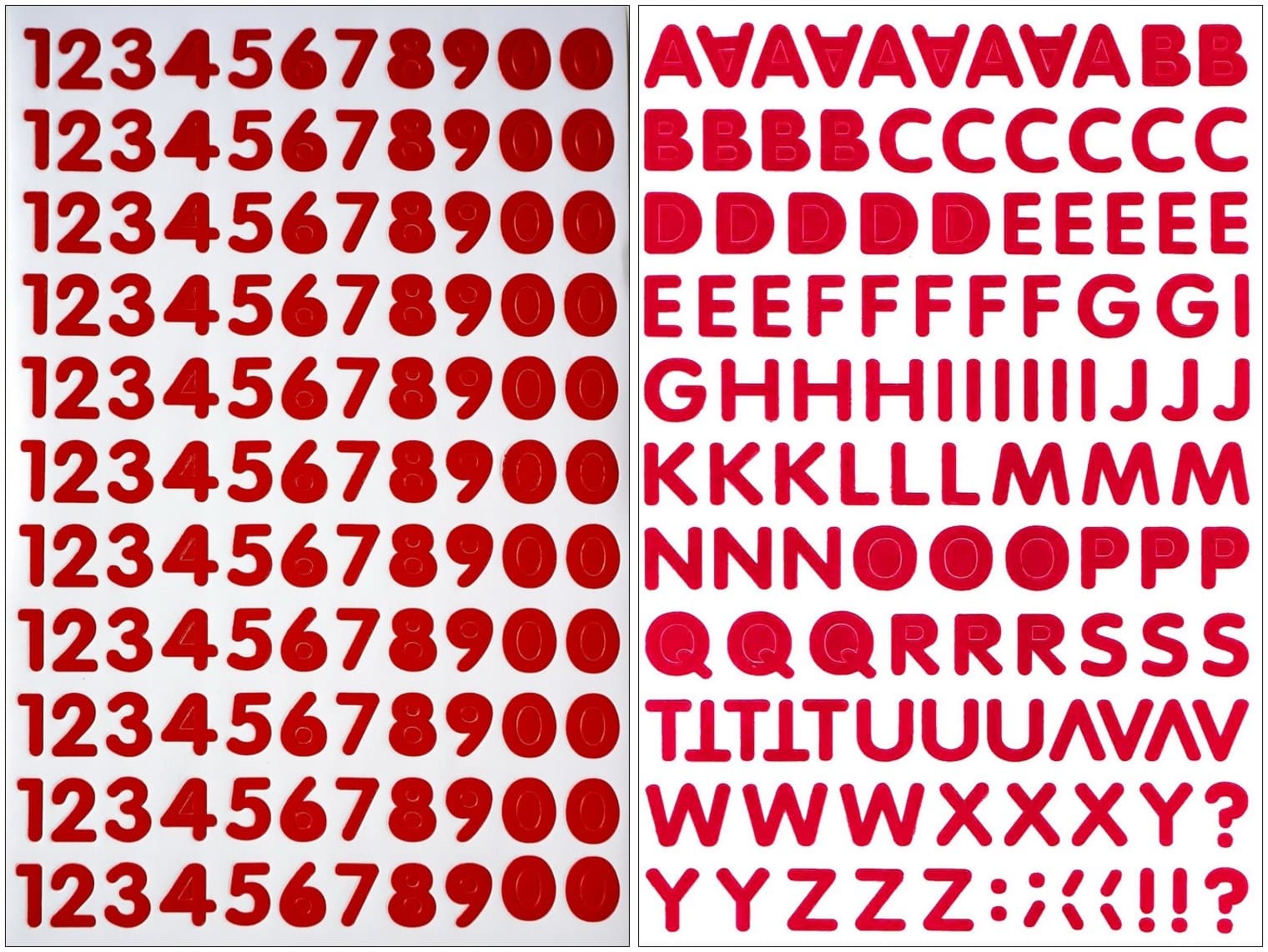 "10 Sheets" "0.7 Inch" Numbers & Letters Alphabets Sticker Decal Graphic Logo Sign Stickers Car Red