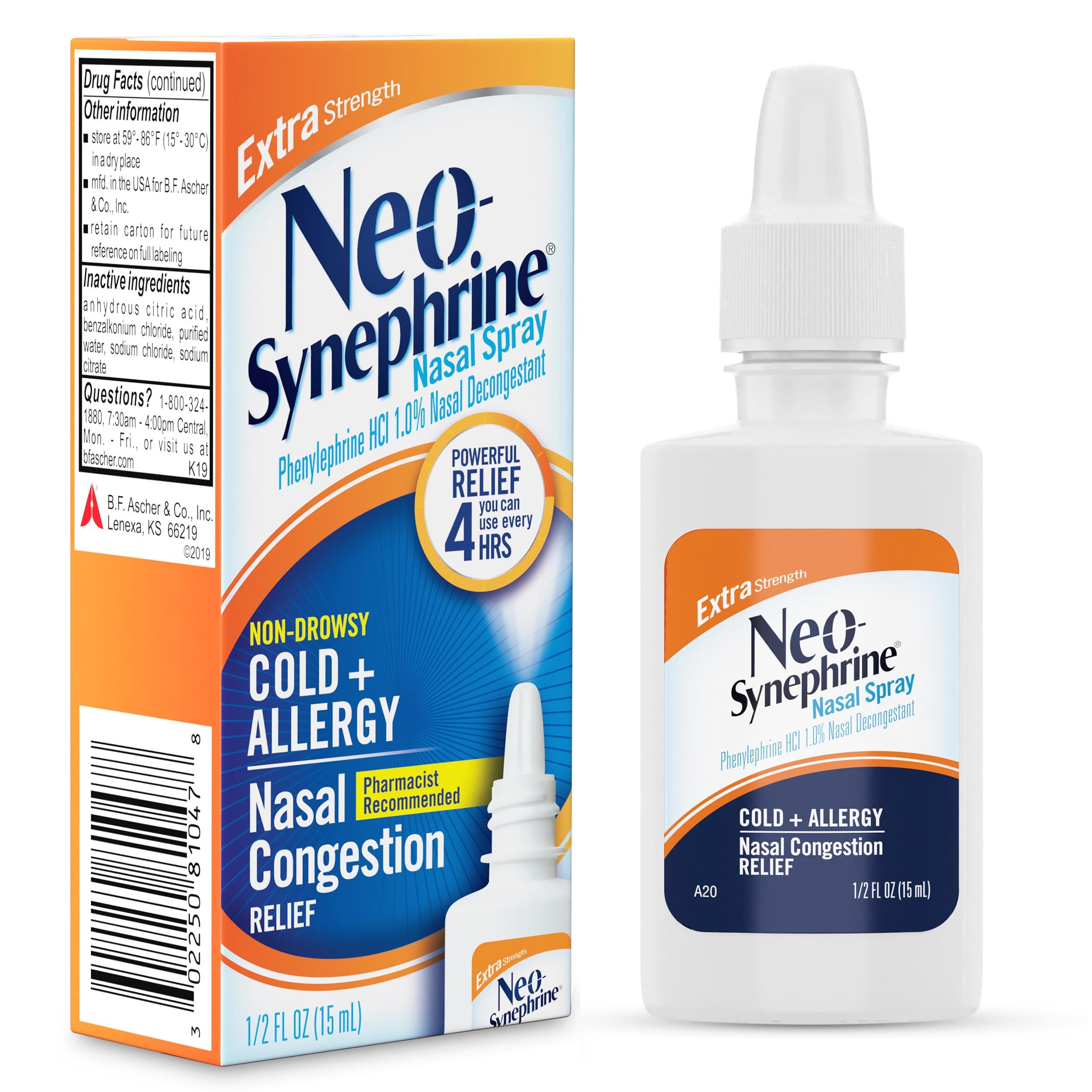 Neosynephrine, Nasal Spray for Cold Sinus Relief Extra Strength, Clear, 0.5 Fl Oz
