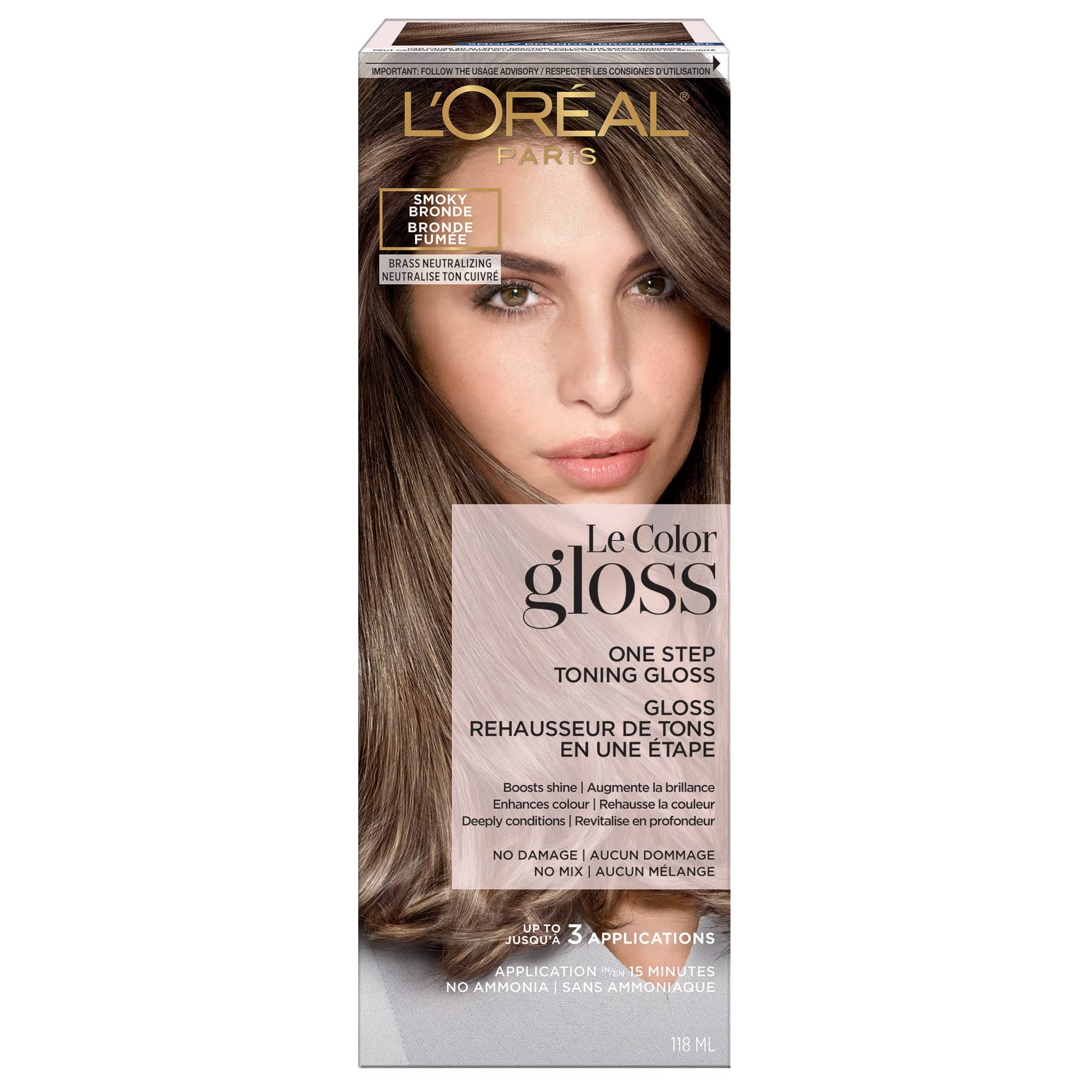 L'Oreal Paris Le Color Gloss One Step In-Shower Toning Hair Gloss, Neutralizes Brass, Conditions & Boosts Shine, Smoky Bronde, 4 Ounce