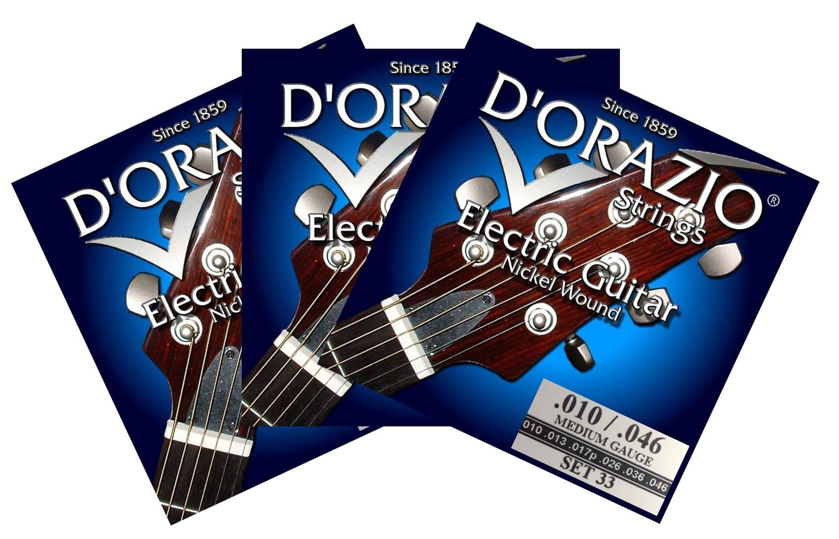 D'Orazio Strings-SET 33 Electric Guitar Strings 010 3Pack