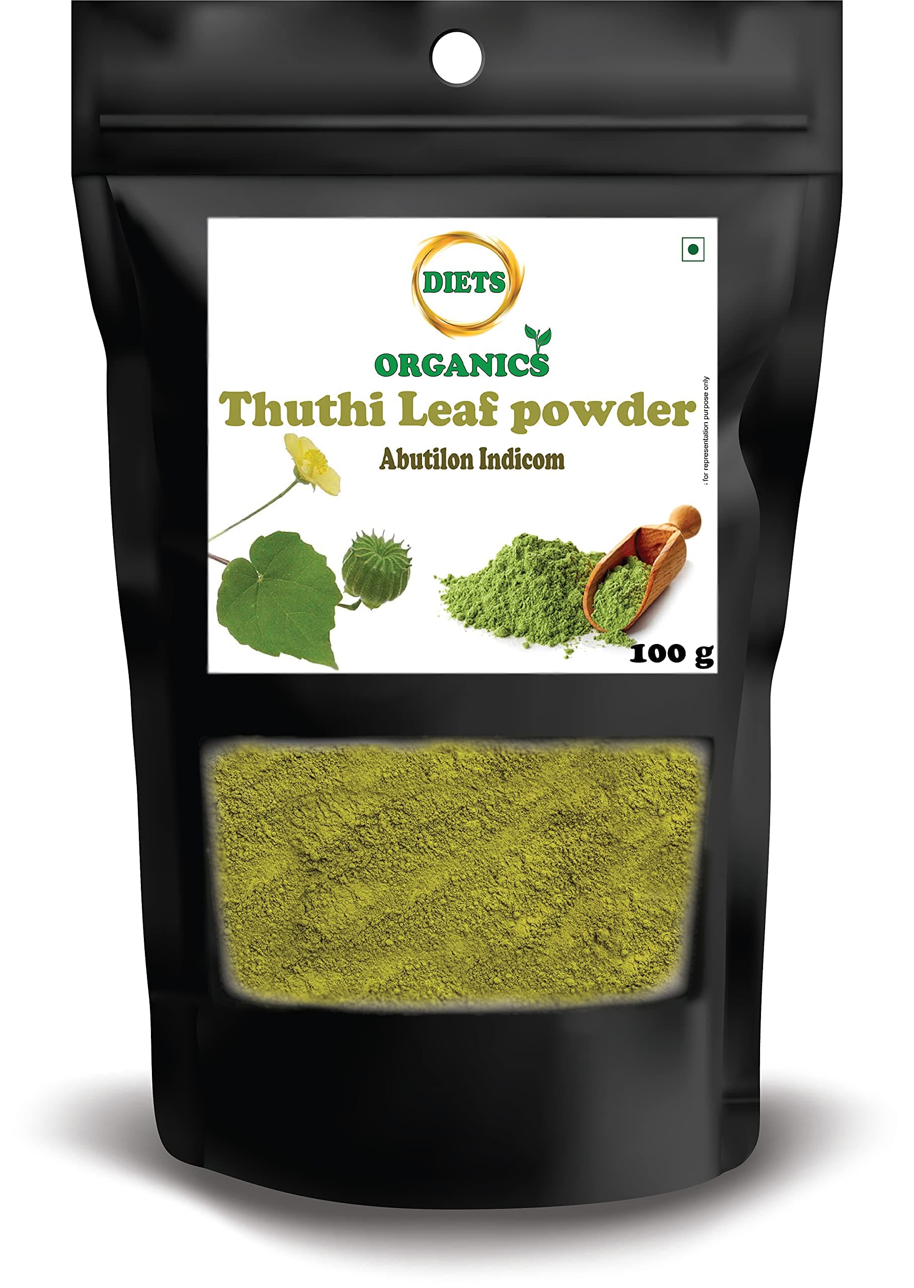 Diets Organics Thuthi Leaf Powder, Indian Mallow Leaf Powder, Abutilon indicum/Thuthi Ilai Podi/Atibala/Duvvena Benda/Velluram/Tutti Gida- 100 G