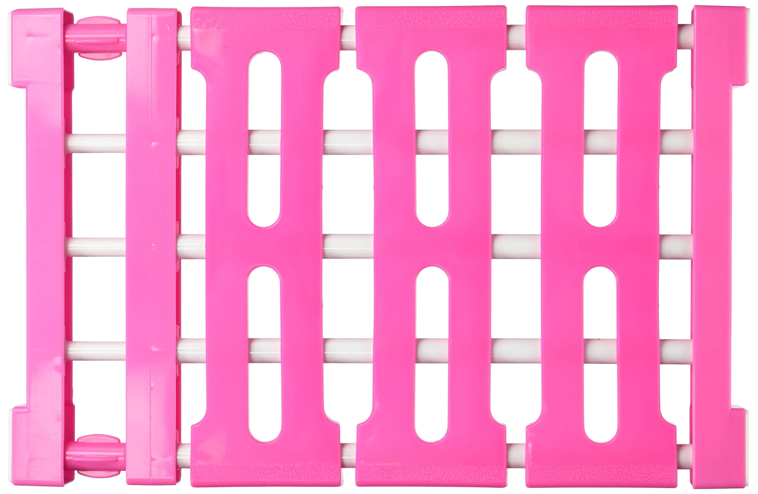 Gogglire Innovative Telescopic Tiered Storage Rack Closet Space Separator for Kitchen, Bathroom, Living room, Balcony, Corridor Free Drill Multifunction Plastic Racks, 50 - 80cm, Pink