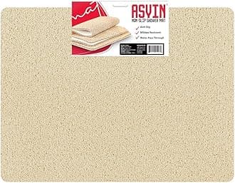 Asvin Large Anti Slip Bath & Shower Mat for Inside Shower & Wet Areas (60x80cm Beige) Quick Drying