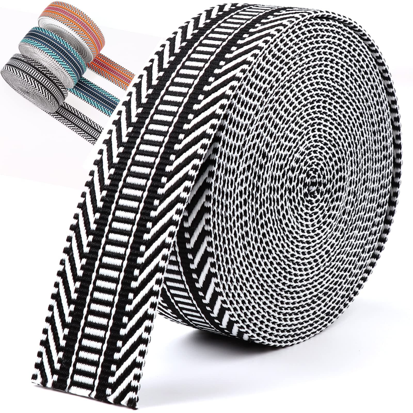 PECMER Nylon Webbing 1.5 inch -6 Yards Black Jacquard Cotton Webbing -Straps Seat Belt Ribbon Polyester Webbing for Crafts Pet Collars Leash Backpack Strap Belt -38mm 1 1/2 inch